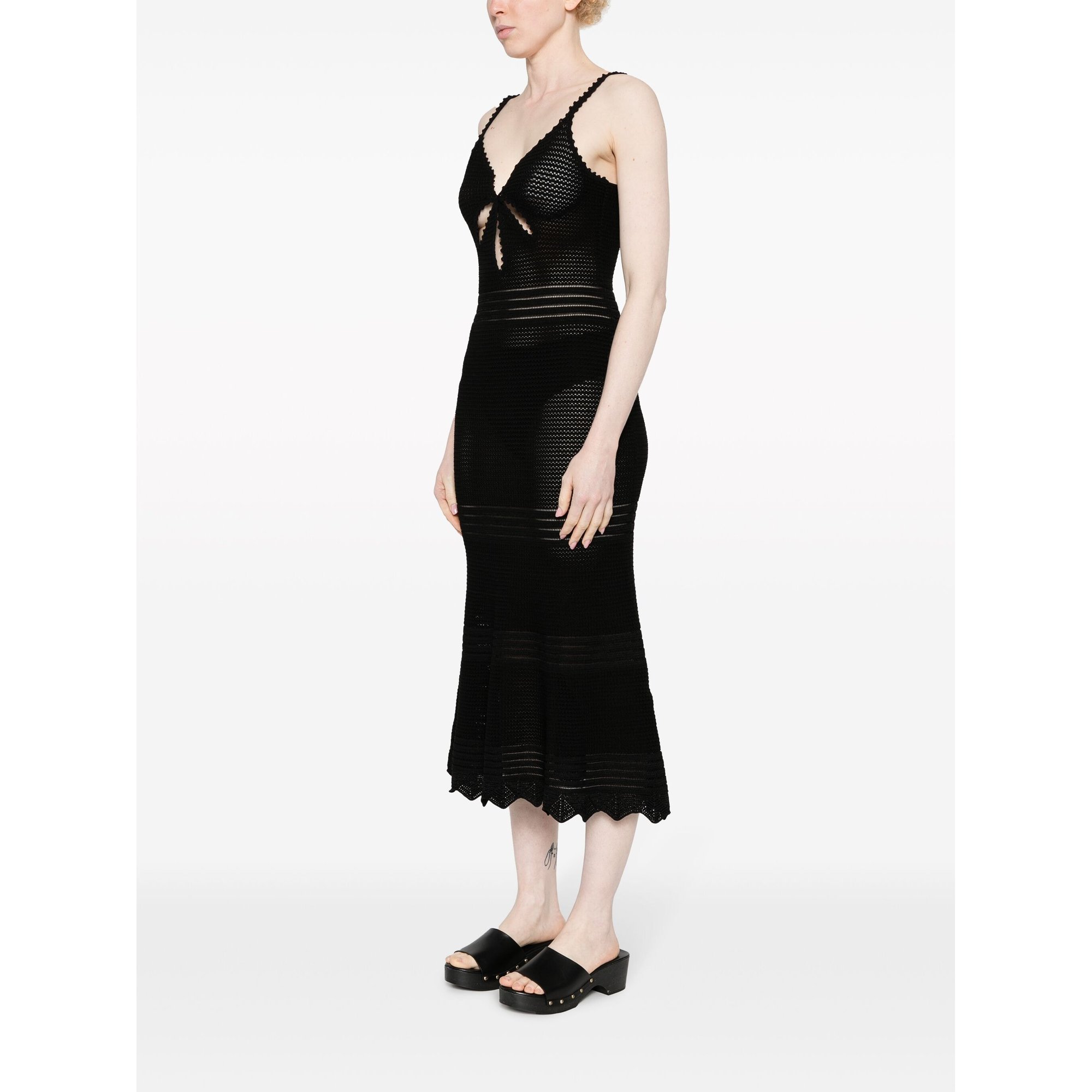 Black Crochet Cut Out Midi Dress Ss24168mb SELF-PORTRAIT vista2