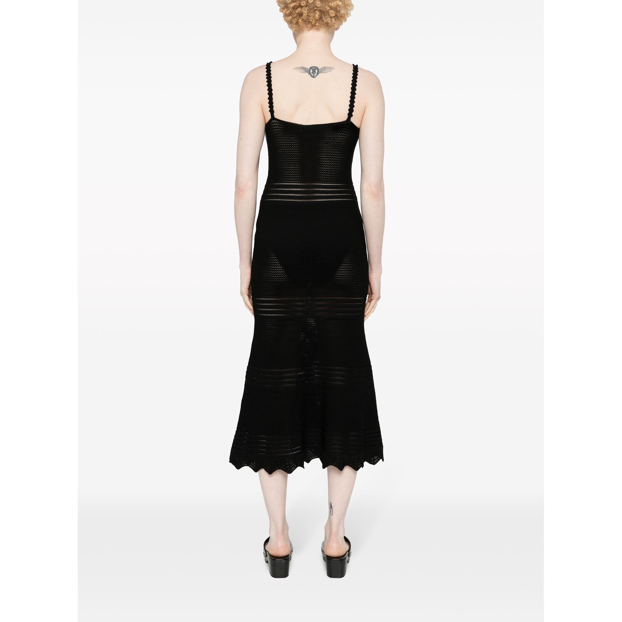 Black Crochet Cut Out Midi Dress Ss24168mb SELF-PORTRAIT vista3