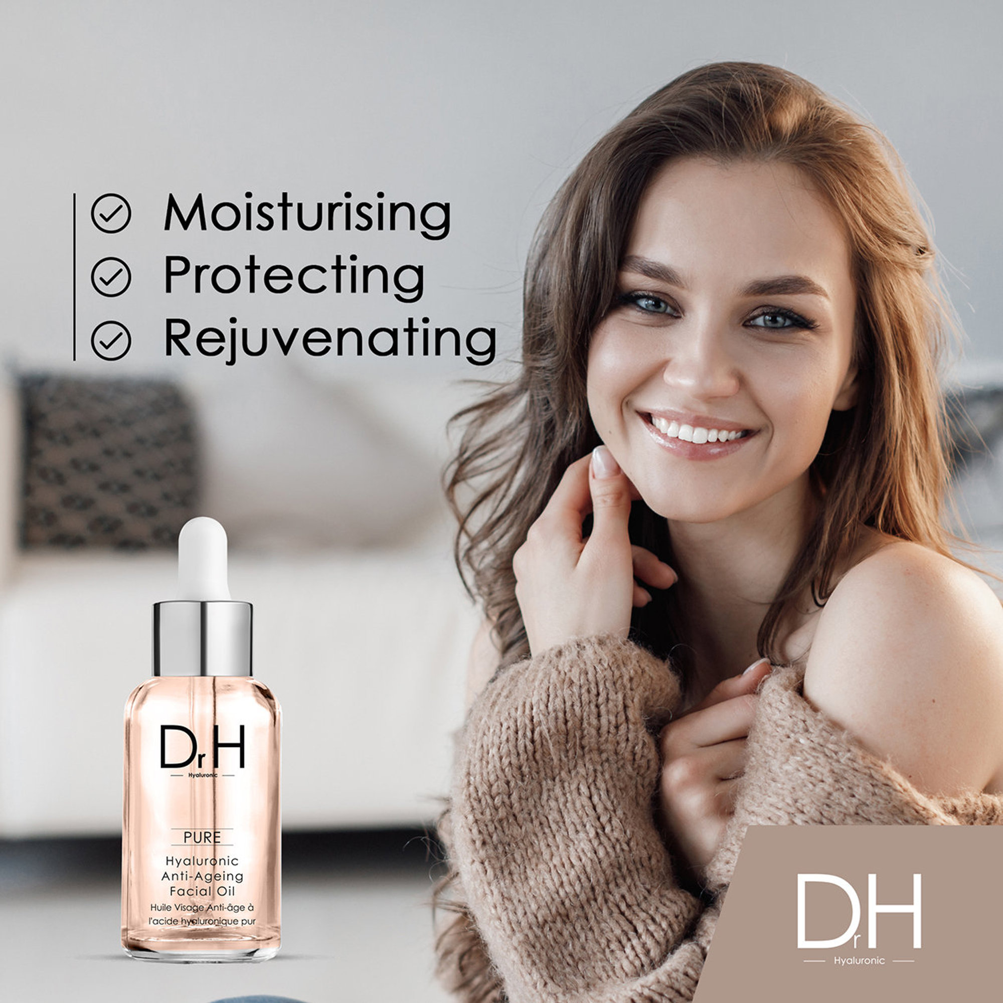 SKIN CHEMISTS - Olio viso anti-età all'acido ialuronico Dr H, 30 ml Speciale Beauty vista3