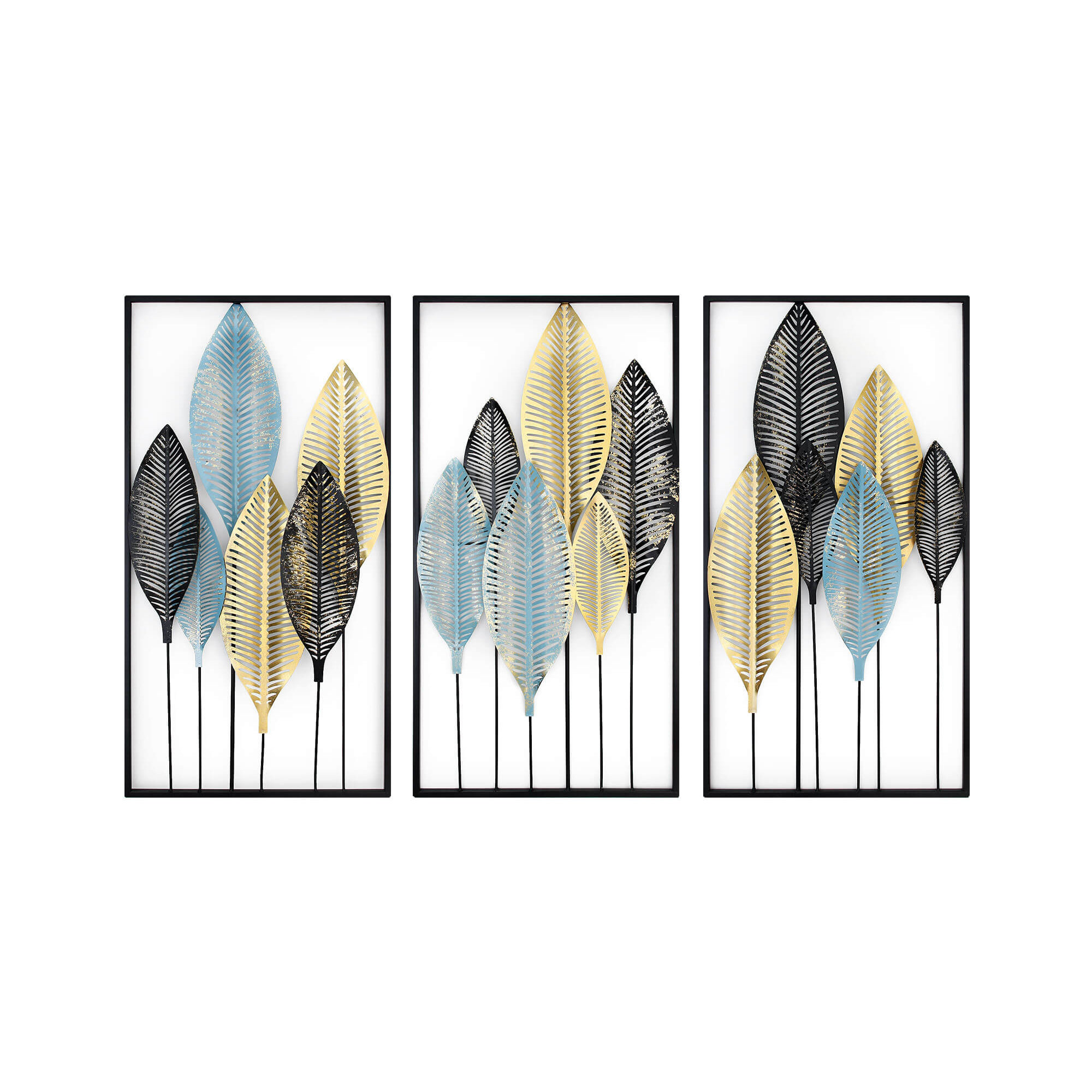 Adm - Cadre en Métal 'composition de Feuilles Stylisées' Arte dal mondo vista0
