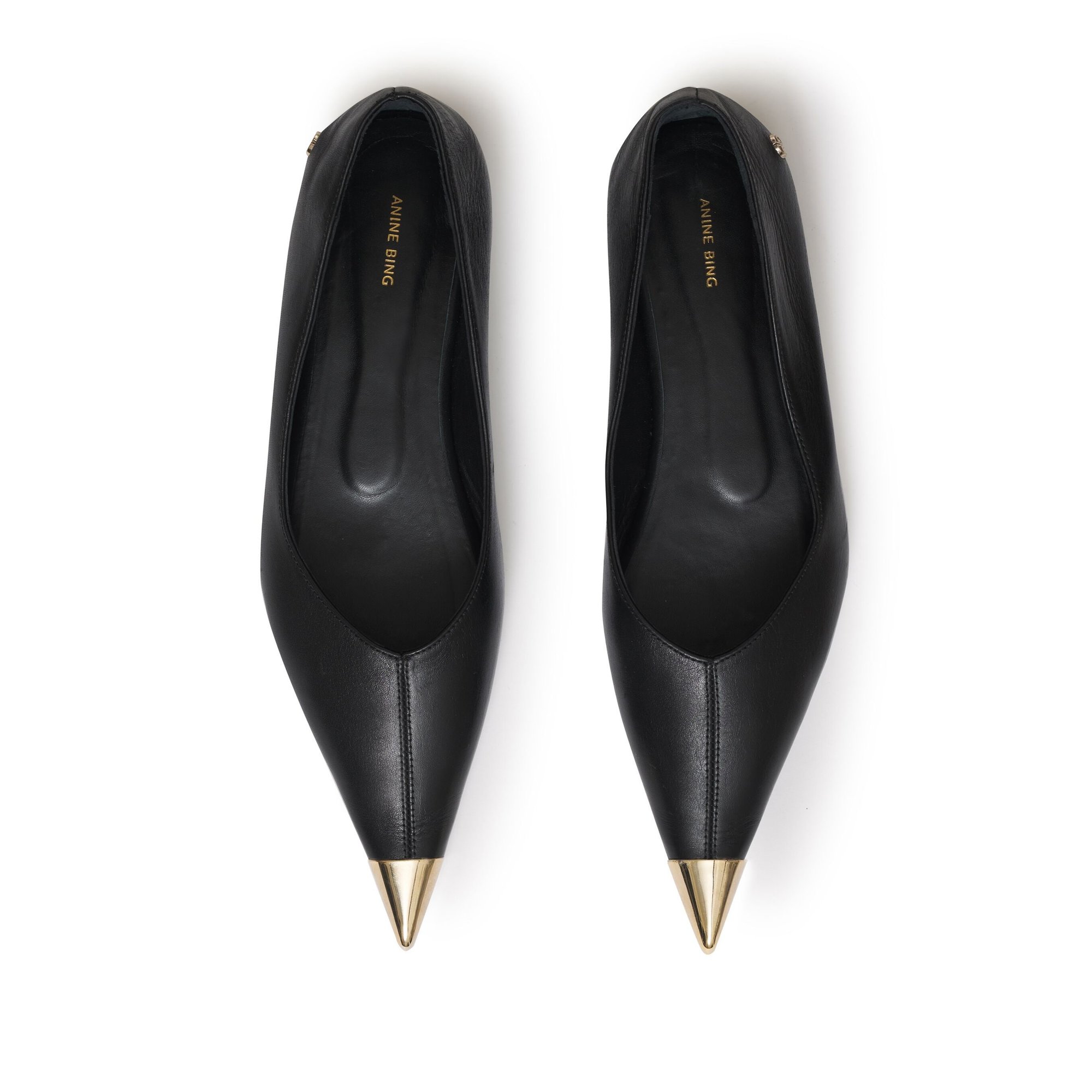 Nina Flats With Metal Toe Cap - Black A140200000 Anine Bing vista2