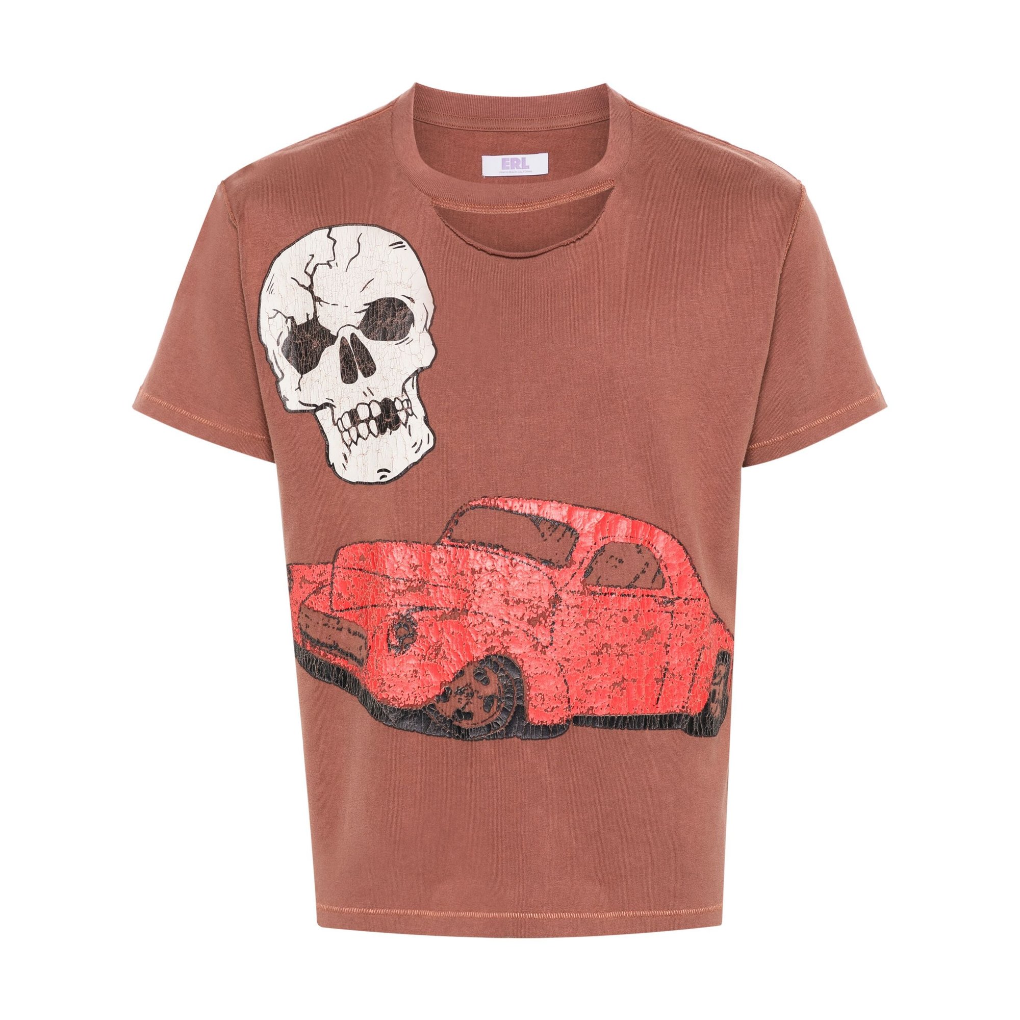 Unisex Ripped Collar Skull Red Car Tshirt Knit Erl08t005 ERL vista0