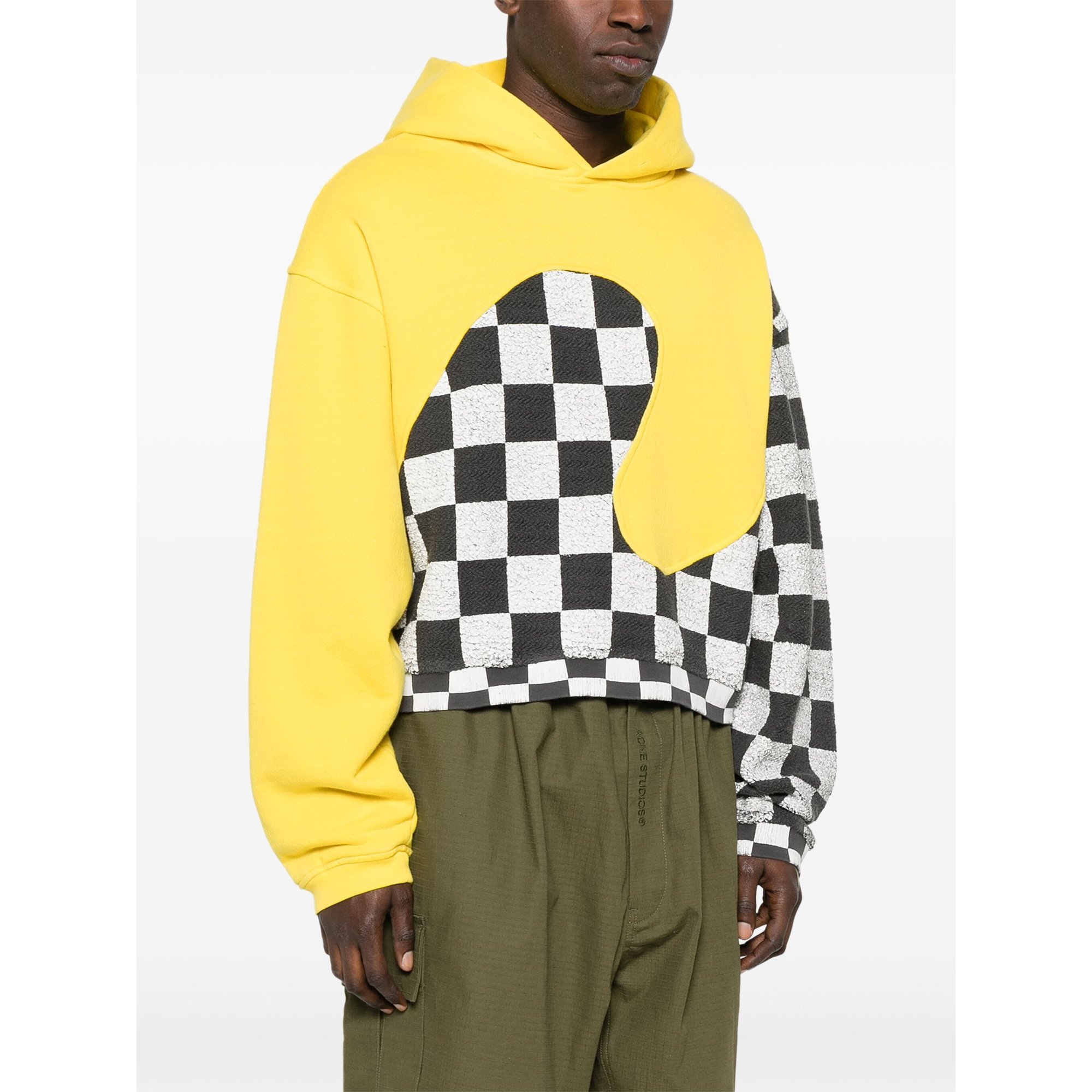 Men Yellow Checker Swirl Hoodie Knit Erl08t022 ERL vista3
