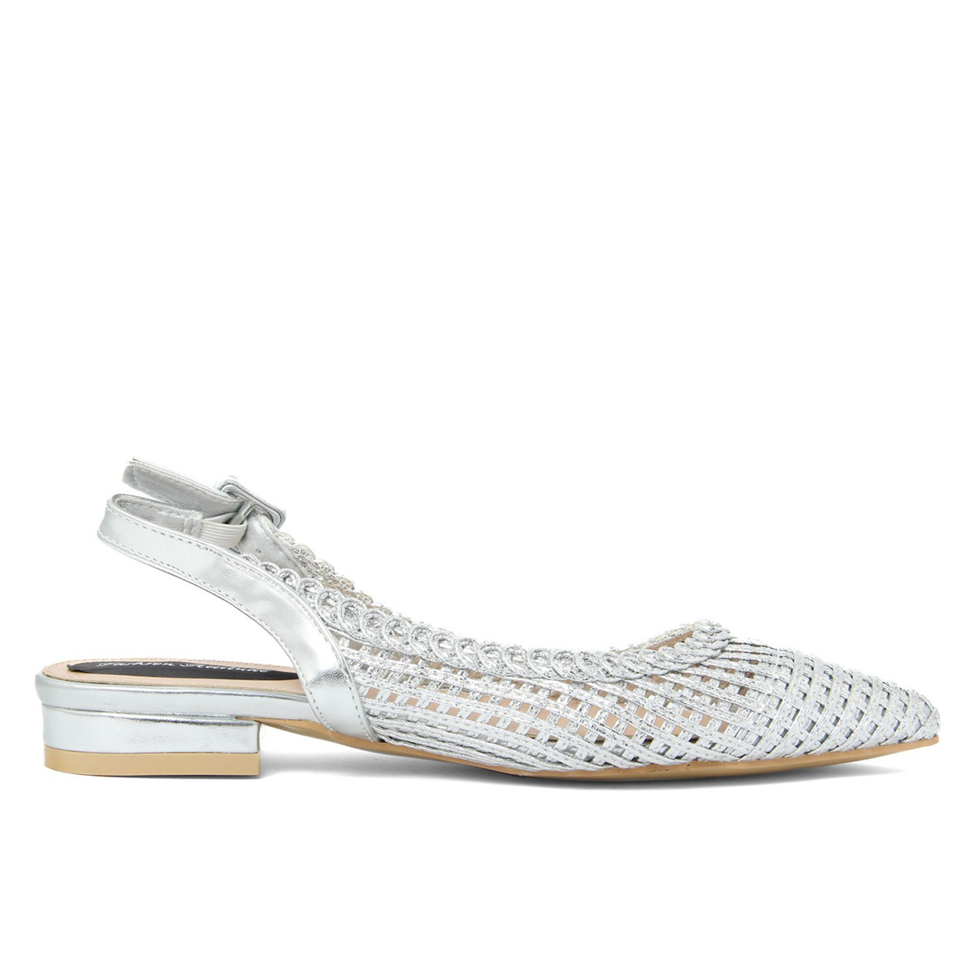 Silberfarbene durchbrochene und geflochtene Slingback-Schuhe Fashion Attitude vista1