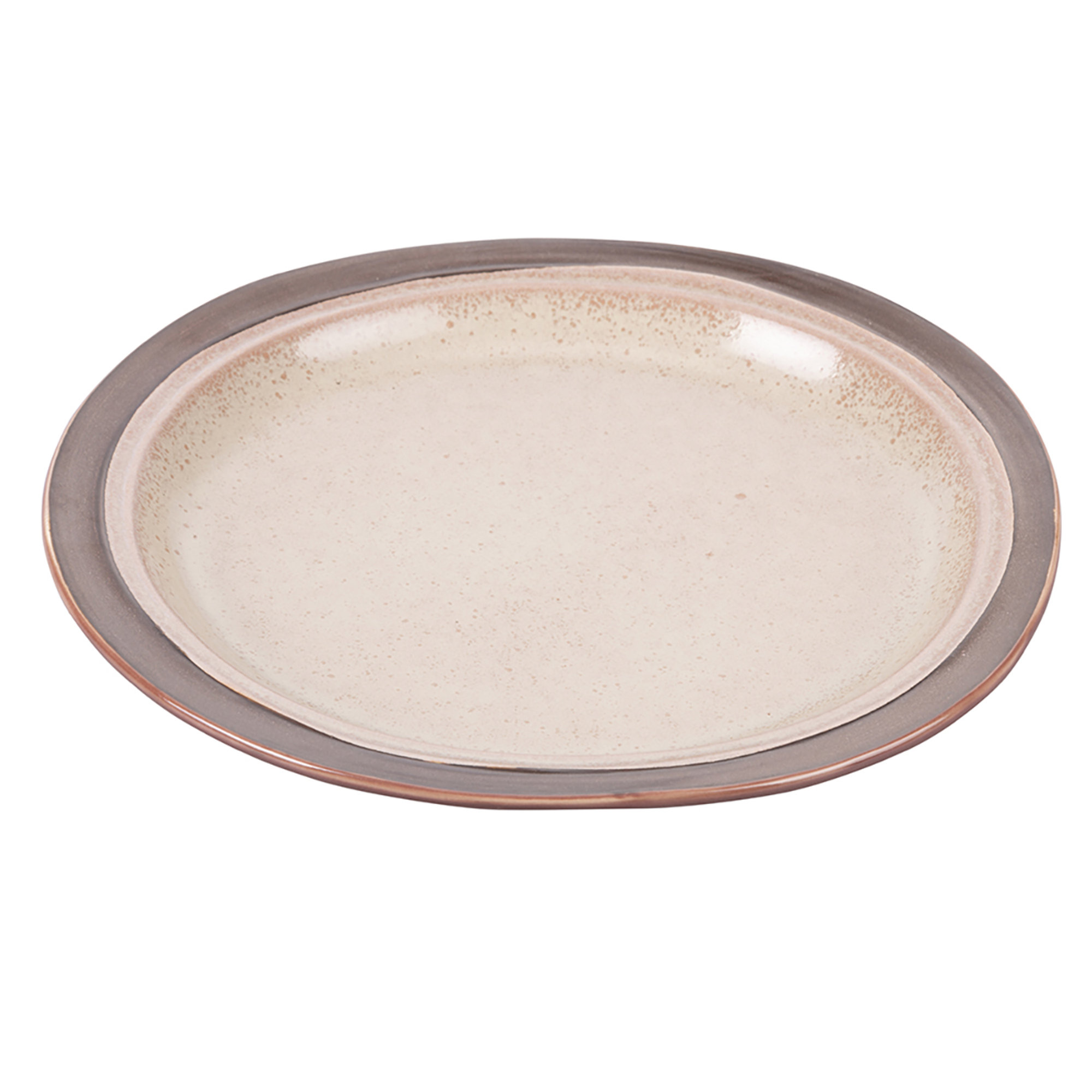 Set 6 piatti frutta beige in gres, bordo marrone, Bretagne Terra Villa D'Este Home Tivoli 1996 vista1