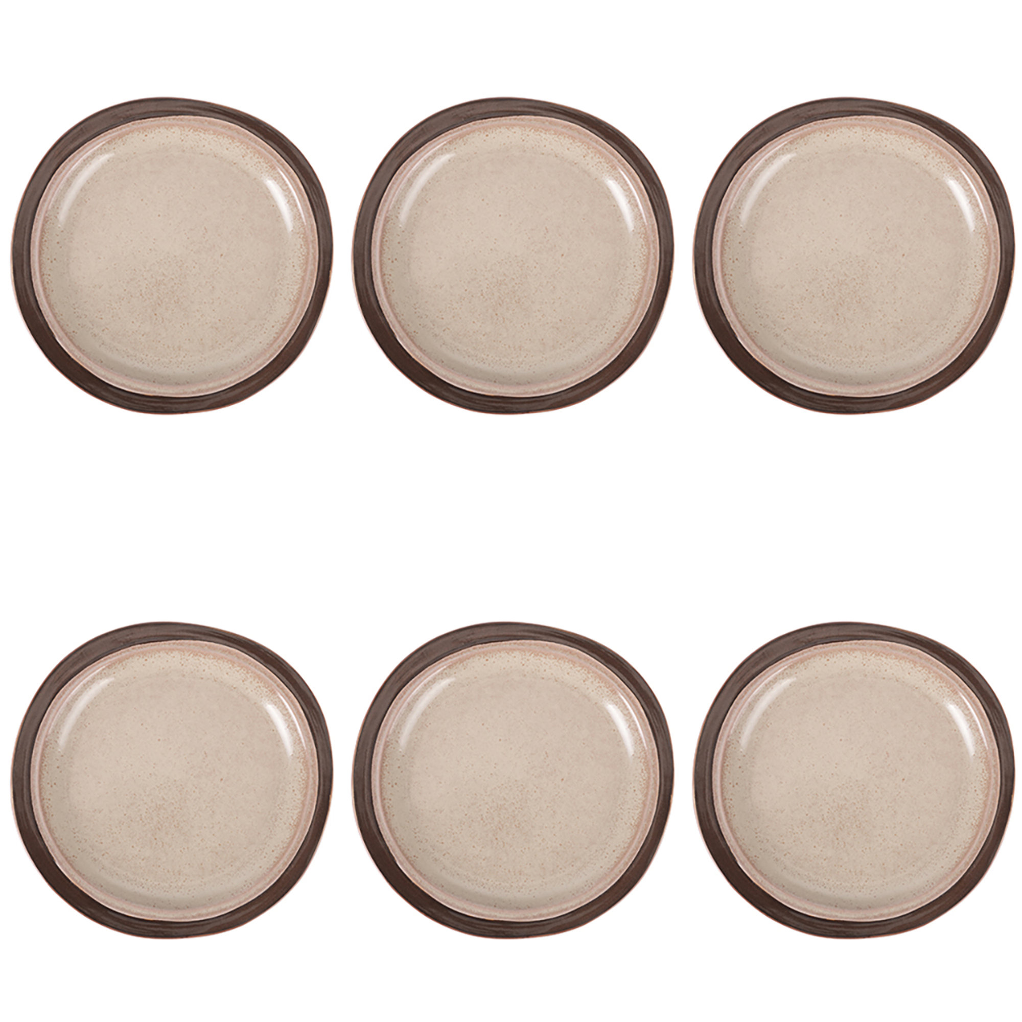 Set 6 piatti frutta beige in gres, bordo marrone, Bretagne Terra Villa D'Este Home Tivoli 1996 vista0