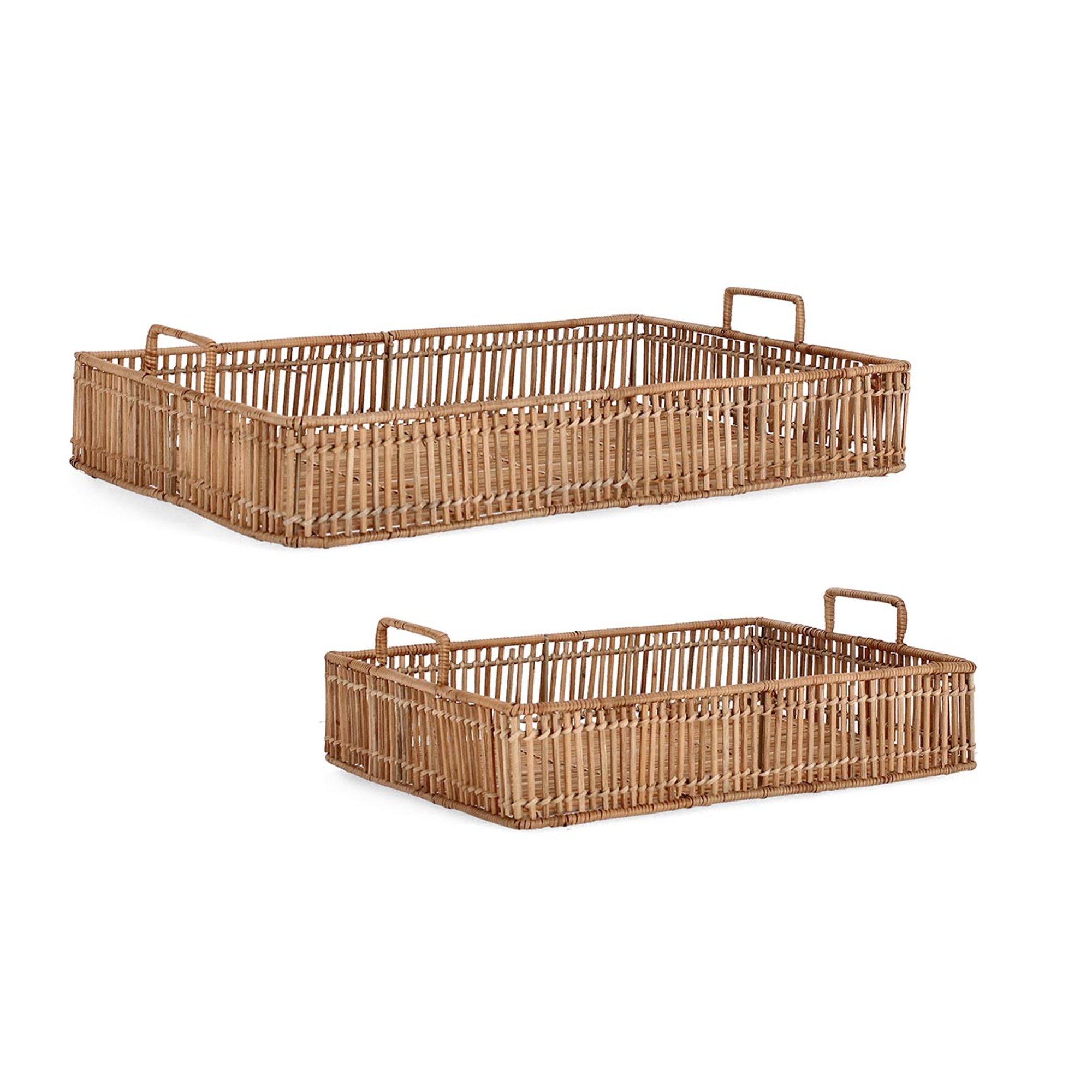 Sæt med 2 dekorative bakker med håndtag Kadin rektangulær naturlig Bizzotto vista0
