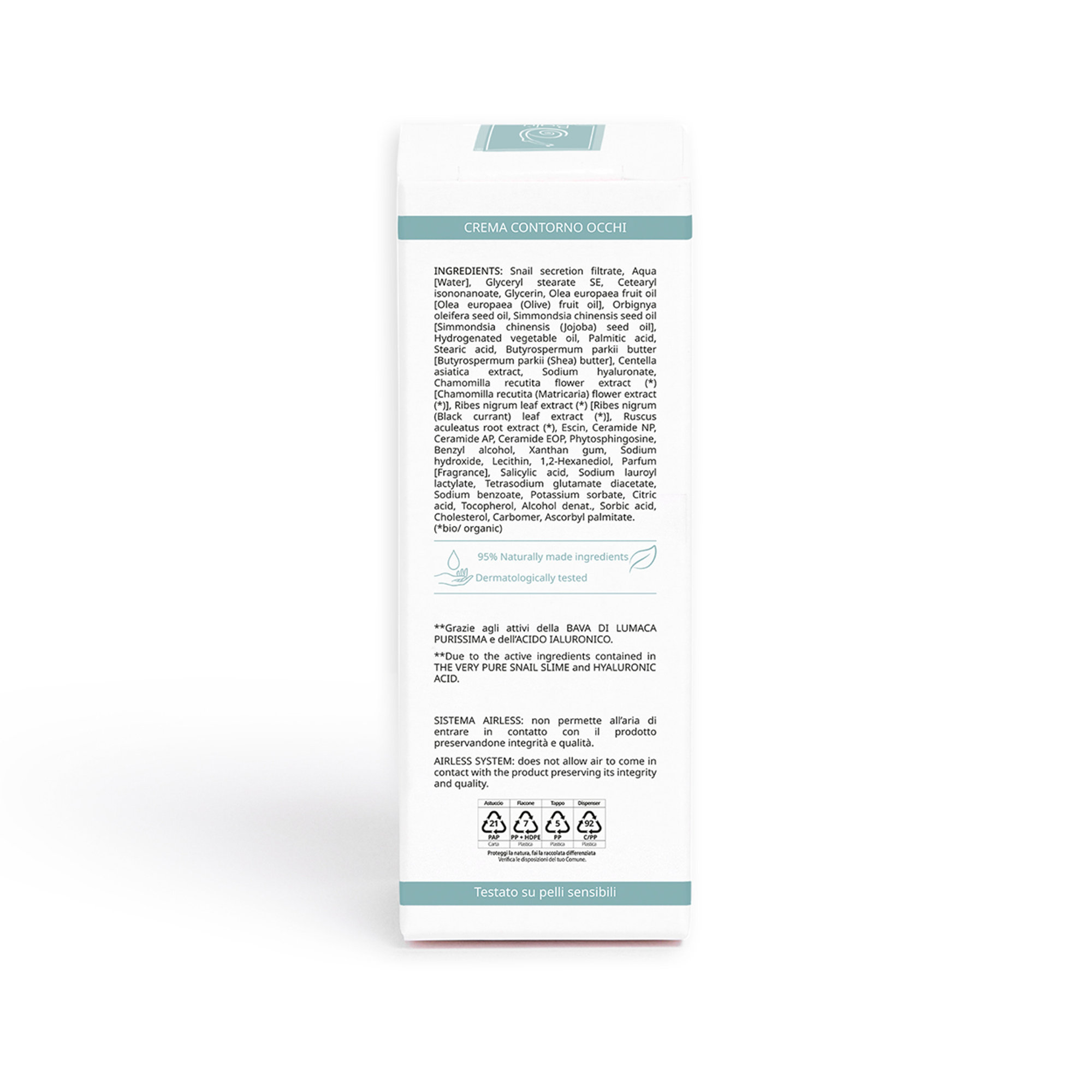 Crema contorno occhi Intensive Lift+ alla Bava di Lumaca purissima con acido ialuronico Balù cosmetici vista4