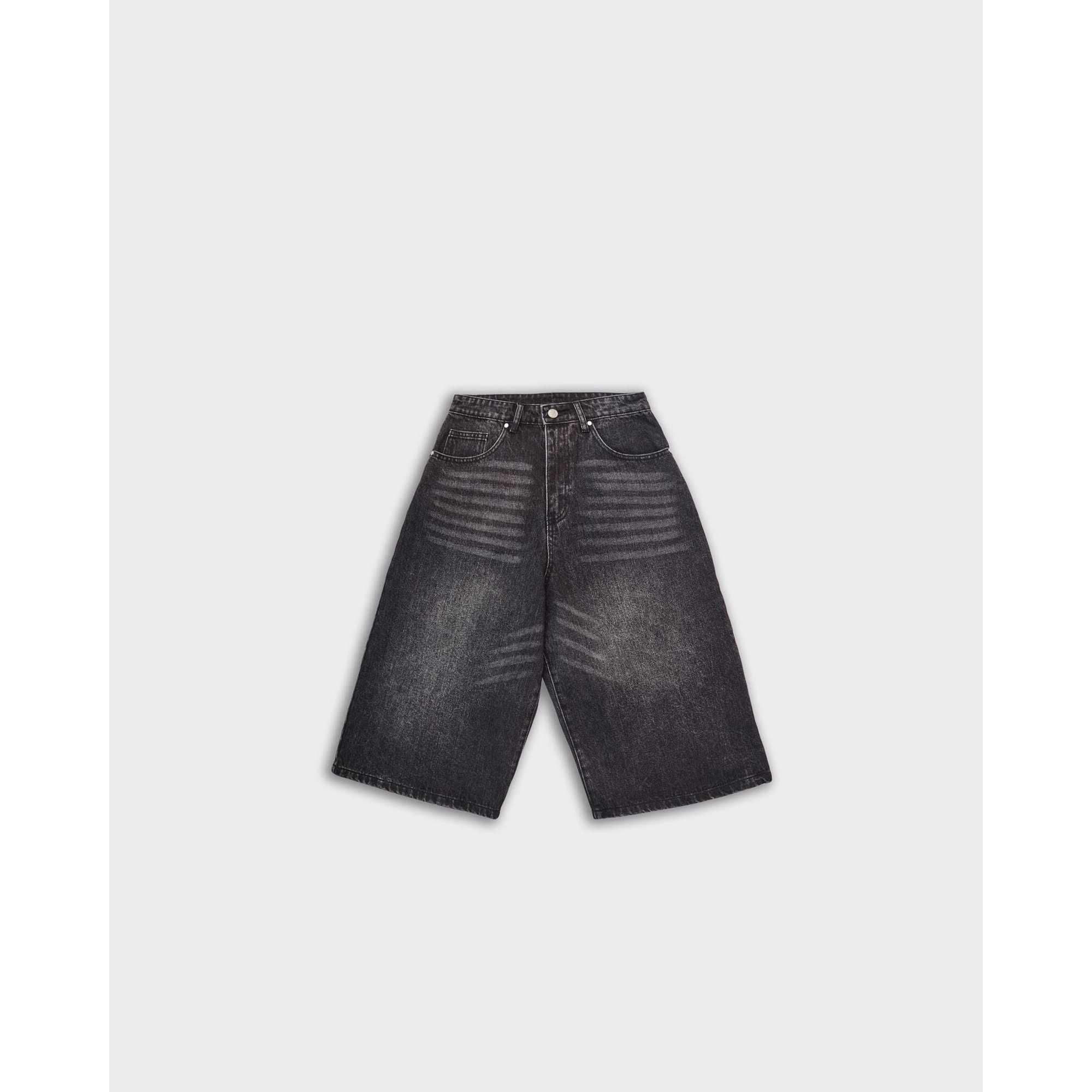 Washed Black Denim Breacher Shorts basket case vista0