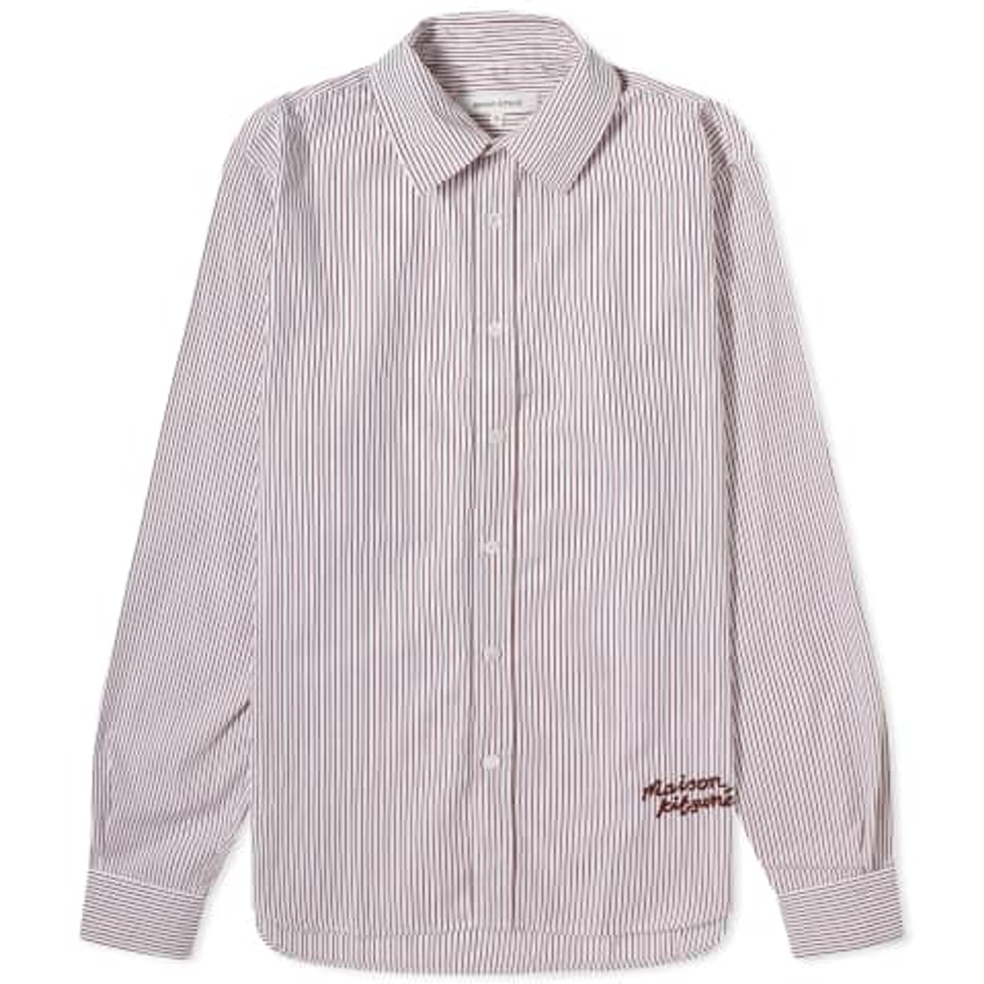 Classic Shirt in Striped Cotton With Logo Handwrit Lm00405wc2037 Maison Kitsuné vista0