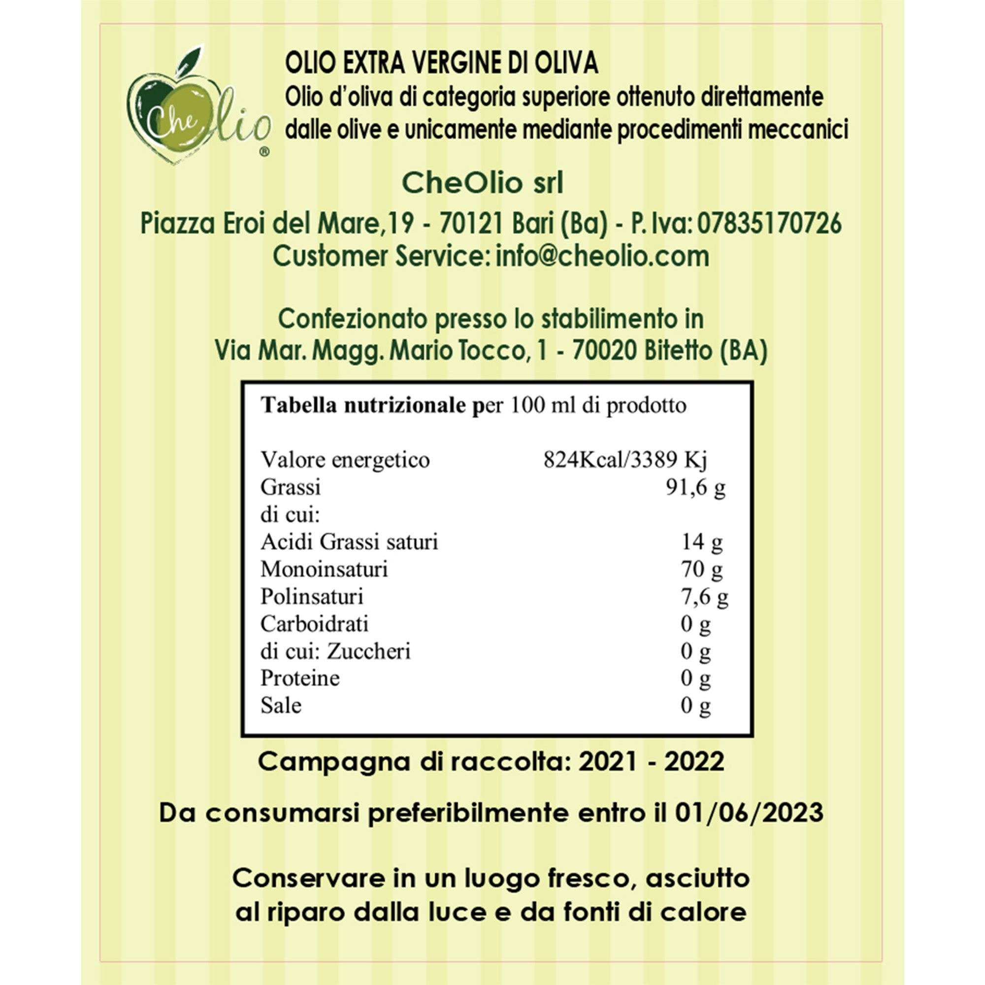 4 latte da 5 lt di olio extravergine d'oliva estratto a freddo e non filtrato + 1 bott. OMAGGIO Olio Extravergine d'Oliva 250 ml + 1 sottobottiglia OMAGGIO Che Olio vista4