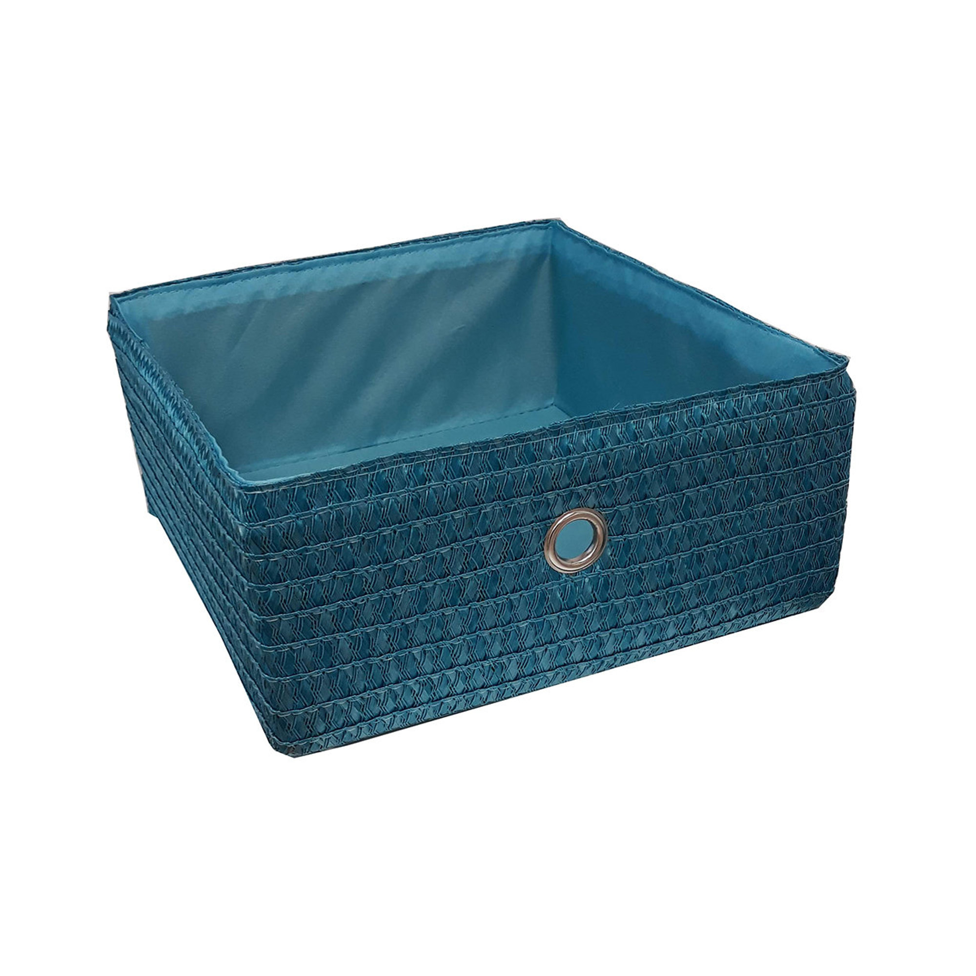 Vente Archive - Panier en carton, tissu et paille 30X32XH13, turquoise Archive Sale vista0