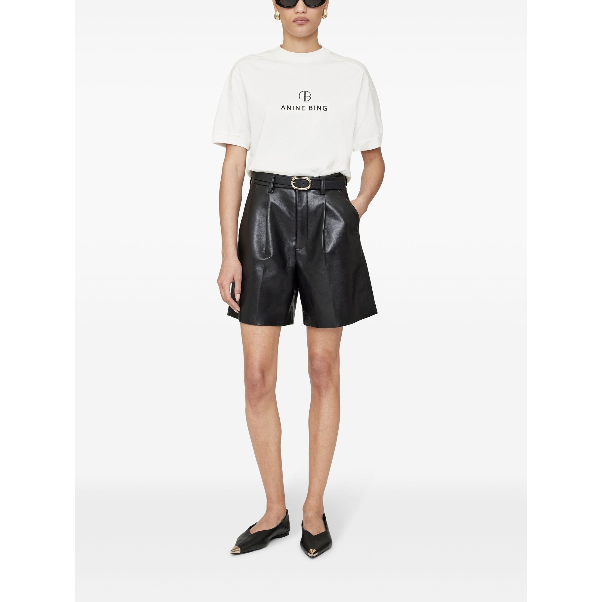 Jaylin Tee Monogram - Ivory A0810280ivy1 Anine Bing vista1