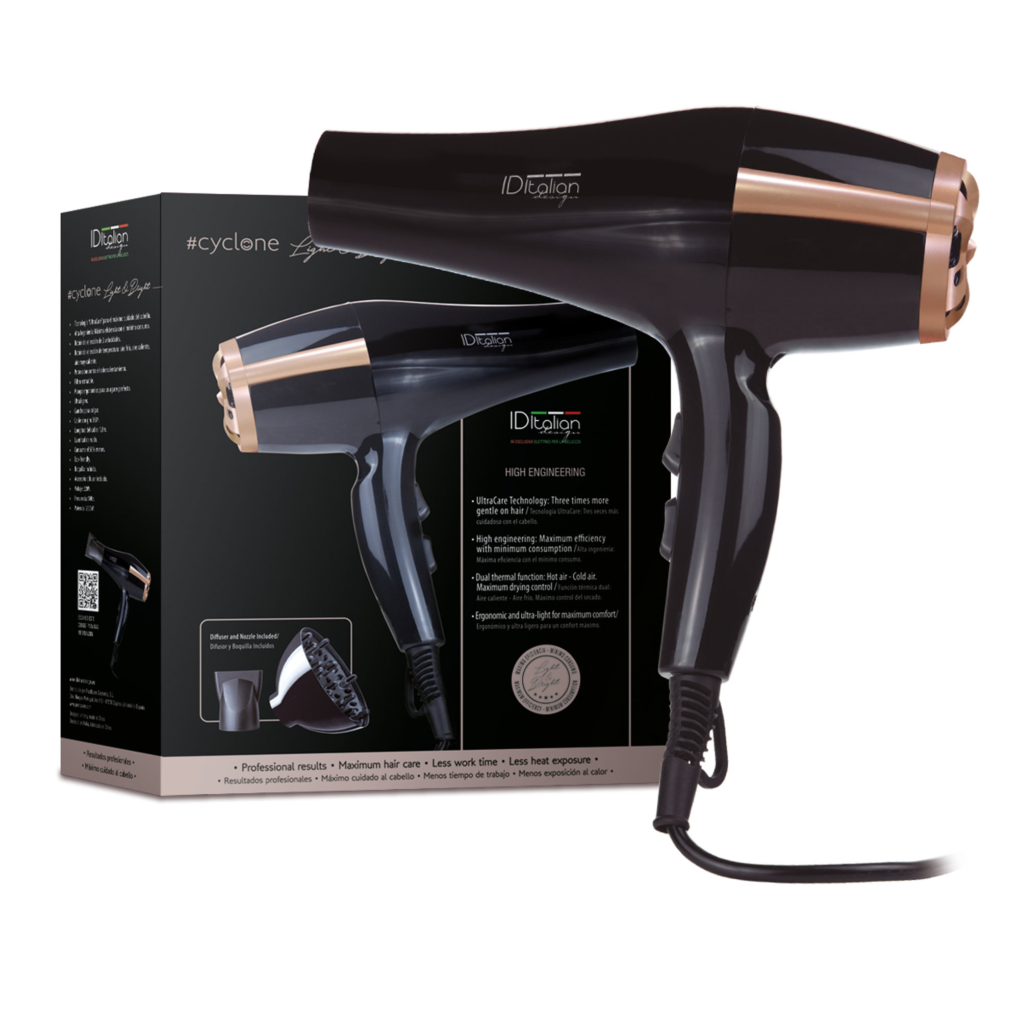 Asciugacapelli Cyclone air tech 2300 w light and bright Postquam vista0