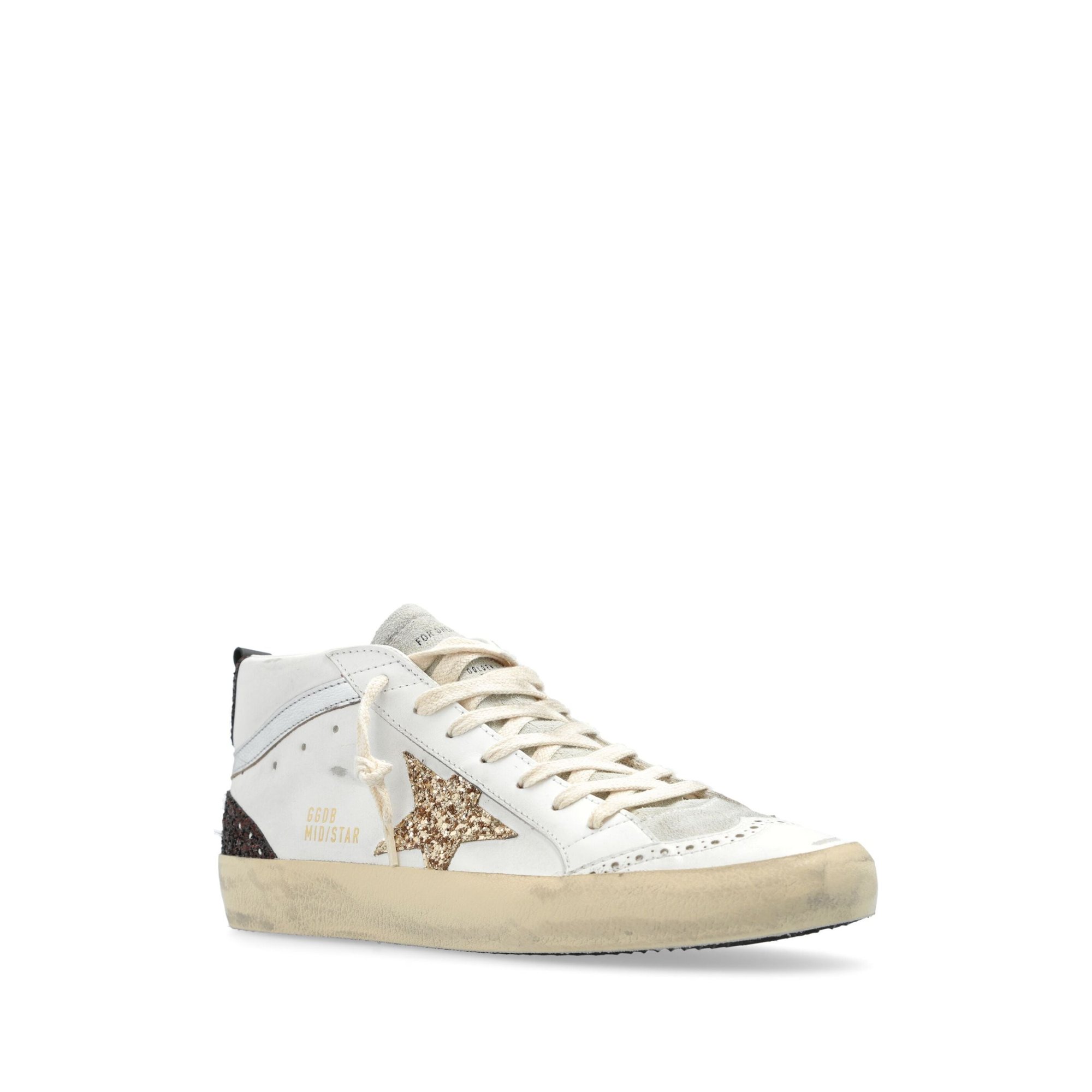 Mid Star Leather Upper And Toe Glitter Star Heel And Spur Laminated Wave Gwf00122f00613611923 GOLDEN GOOSE vista1