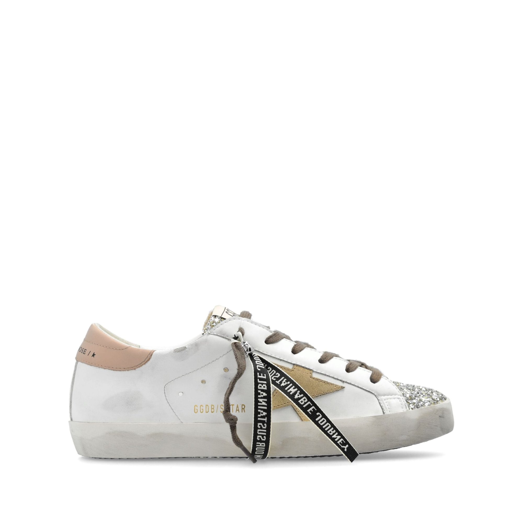 Super Star Bio Basé Supérieur Paillettes orteil Suède étoile et cuir talon Gwf00102f00623611941 GOLDEN GOOSE vista0