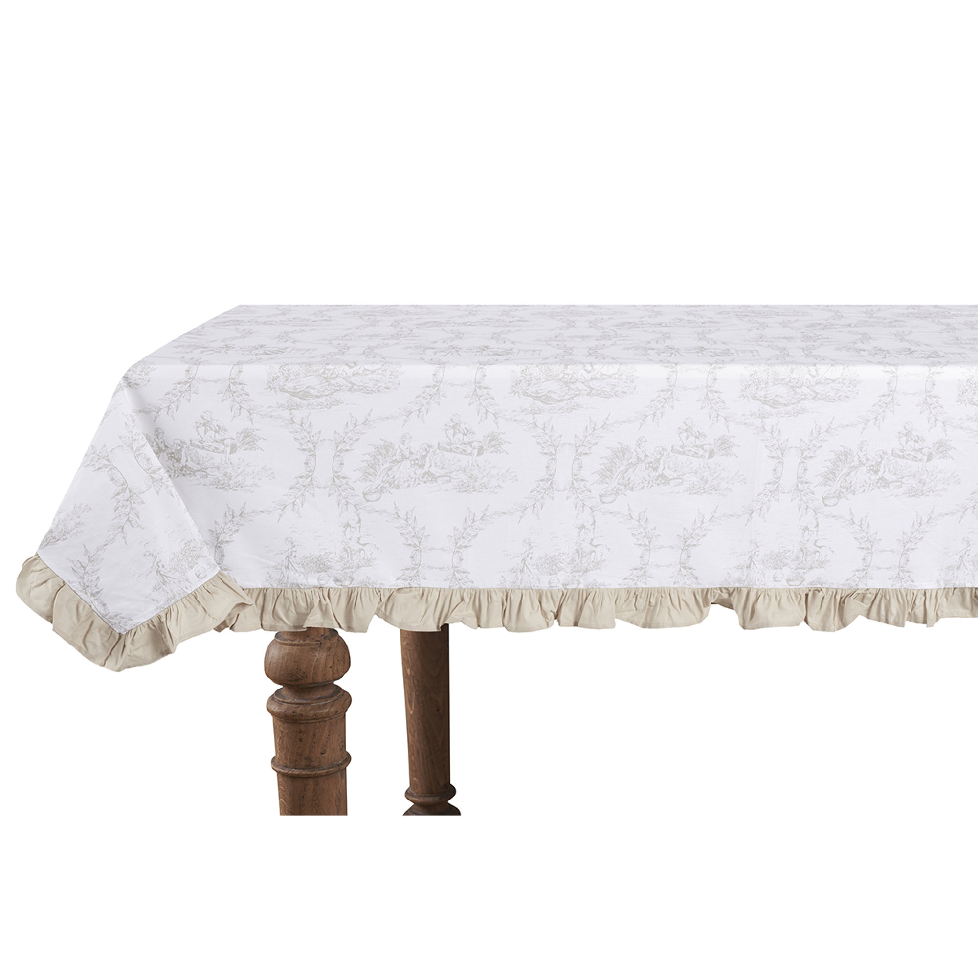Tovaglia Cotone Toile de Jouy Camargue con Bordo Frou Frou Sabbia Toile De Jouy vista0
