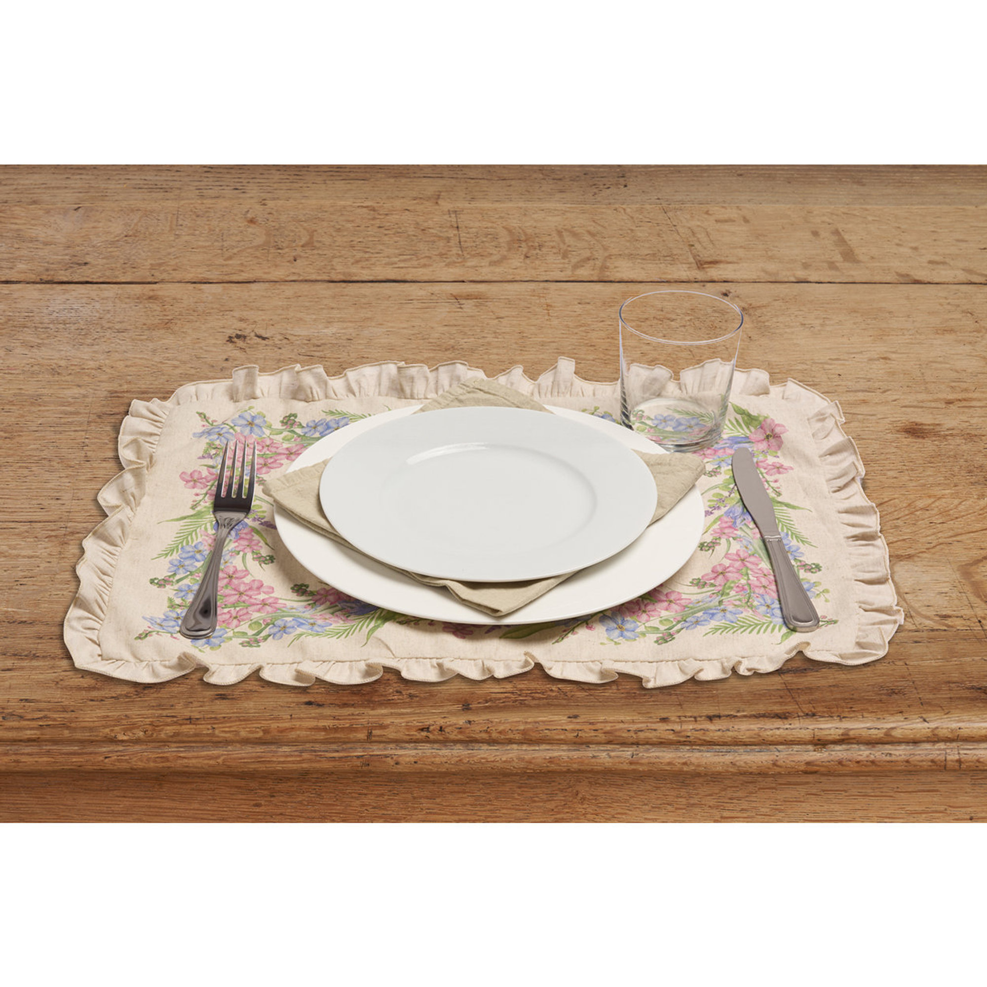 2 Stofservietter 35x50 Blandet Naturligt Linned Trykte Vilde Blomster Frou Frou Tovaglie & Runner vista2