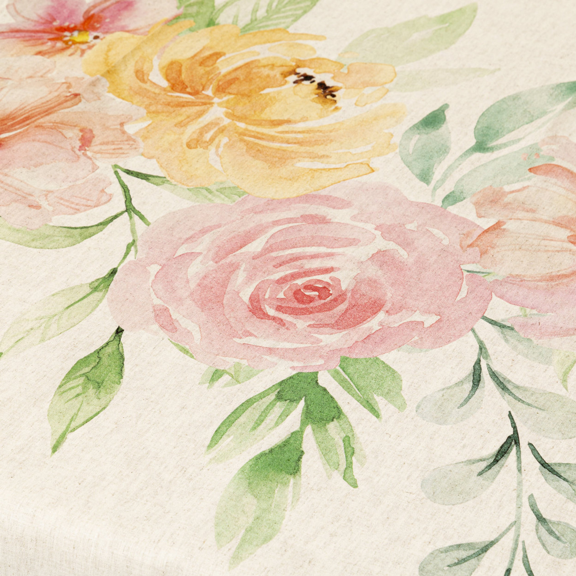 Tischdecke Mischgewebe Naturleinen Bedruckt Blumen Rosa Tovaglie & Runner vista3