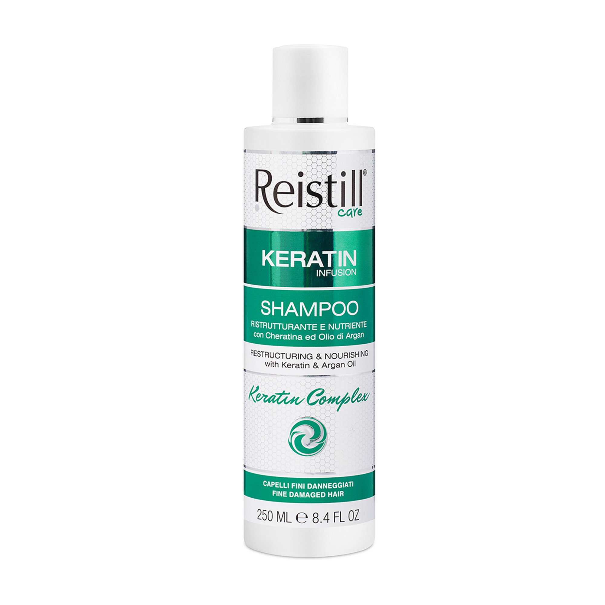 Keratin Infusion Shampoo Ristrutturante e Nutriente per capelli fini danneggiati, 250ml Reistill vista0