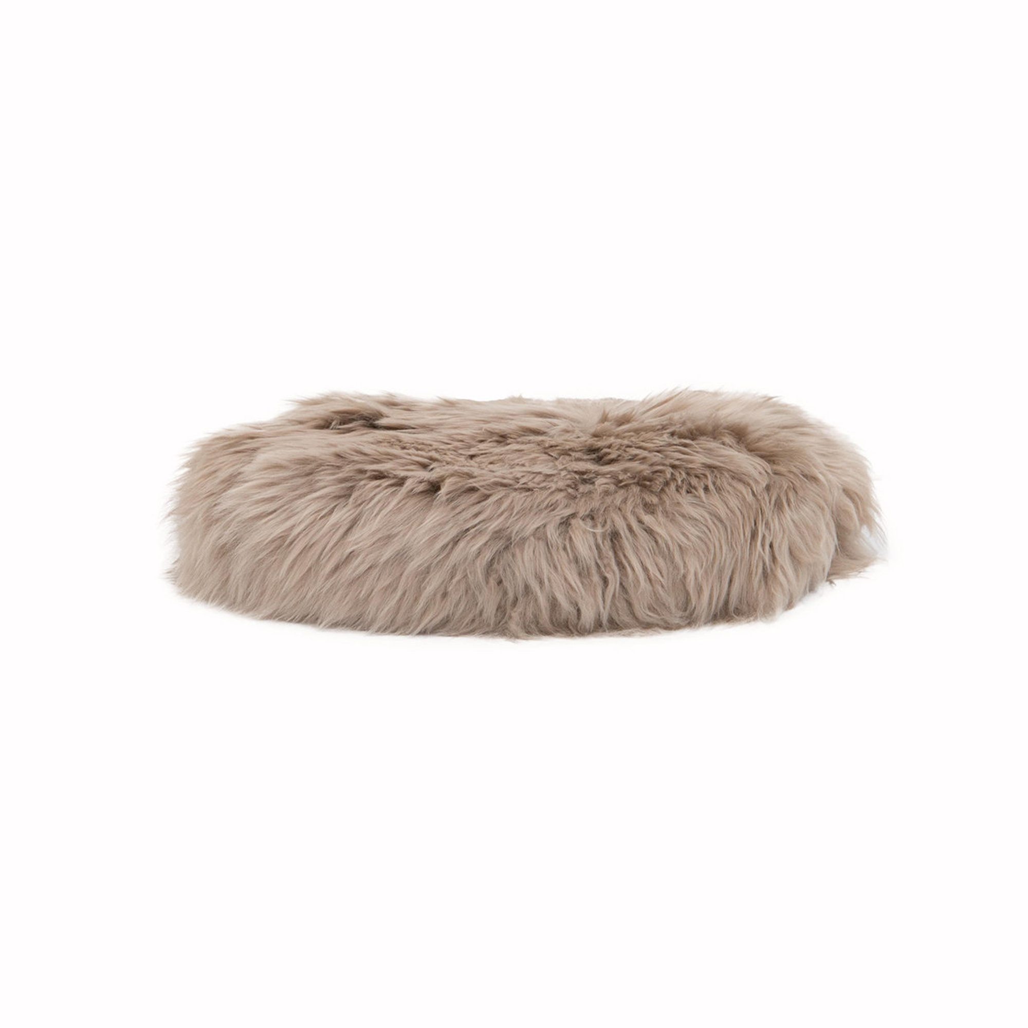 Coussin de chaise rond en cuir de mouton marron clair, Marron clair Archive Sale vista0