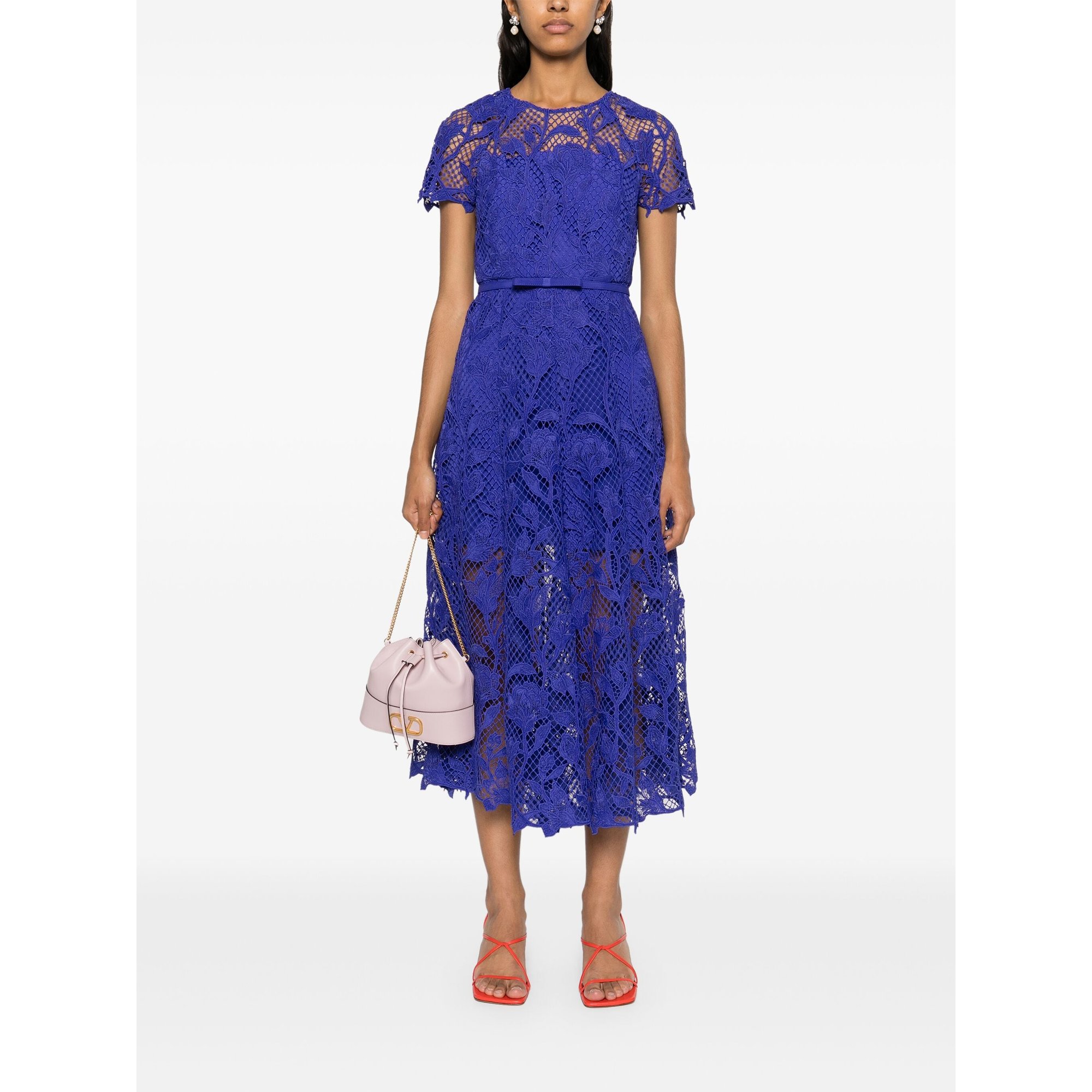 Cobalt Lace Midi Dress Pf24011mbl SELF-PORTRAIT vista1