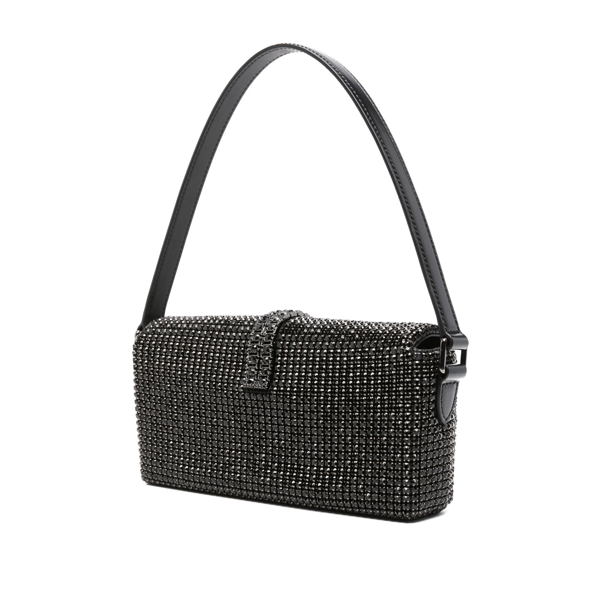 Schwarze Strass-Kettenhemd-Baguette-Tasche Pf24311b SELF-PORTRAIT vista3