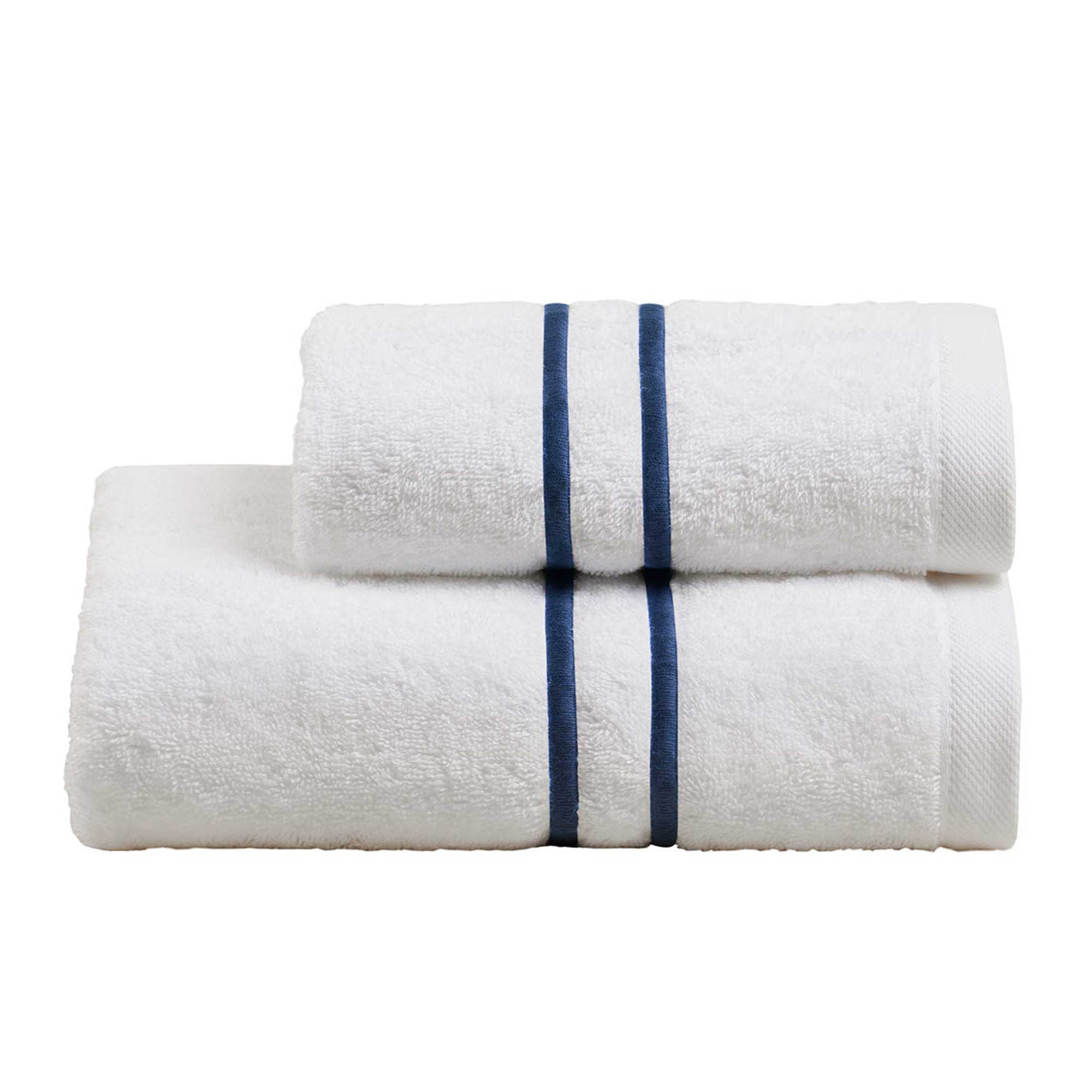 DOUBLE Set spugna viso + ospite, Bianco/Navy Biancoperla vista0
