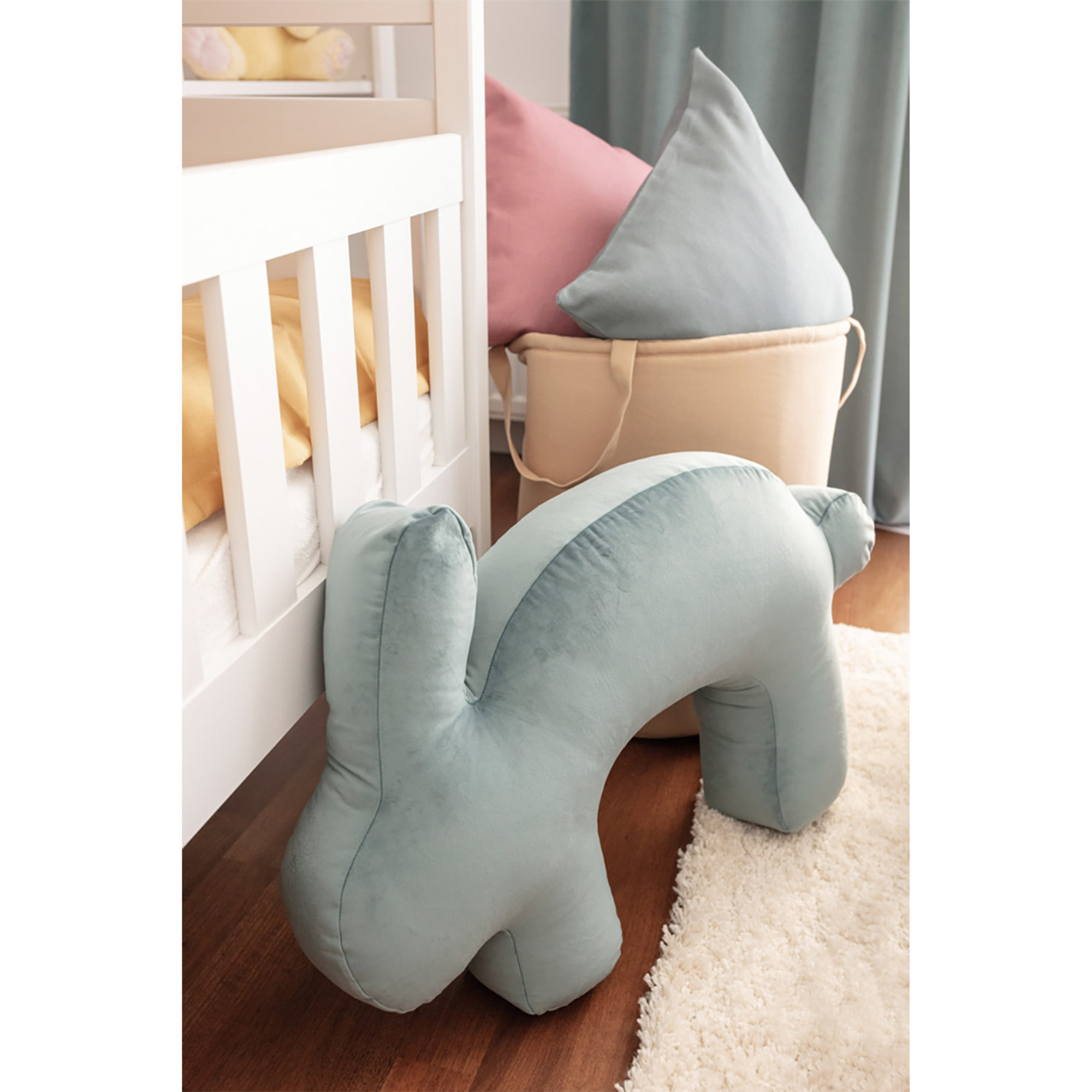 Cuscino da allattamento Velvet Bunny menta, 79x60 cm - verde Yellow Tipi vista6