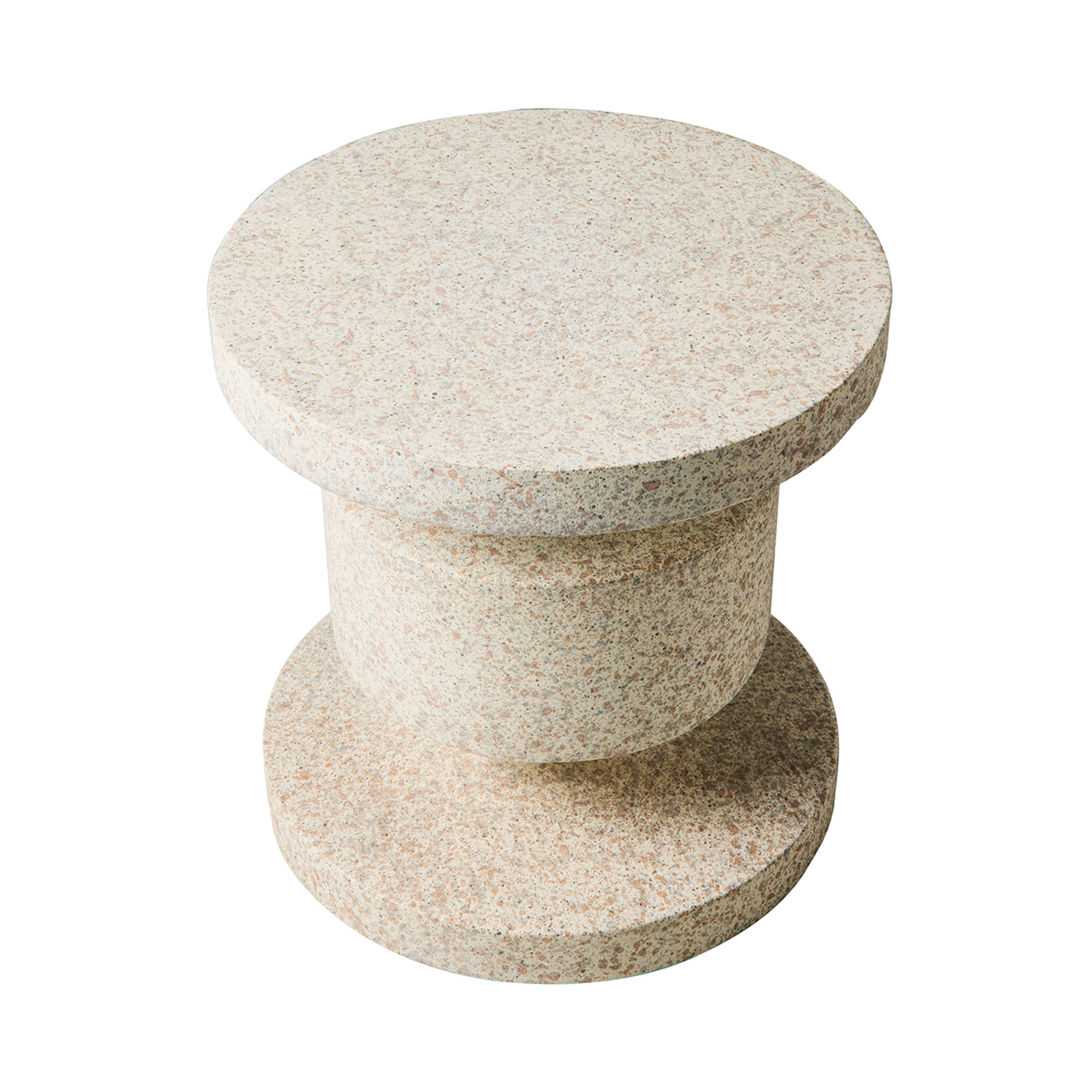 In & Out table bobine en poly-résine granulée blanc Novità Home vista1