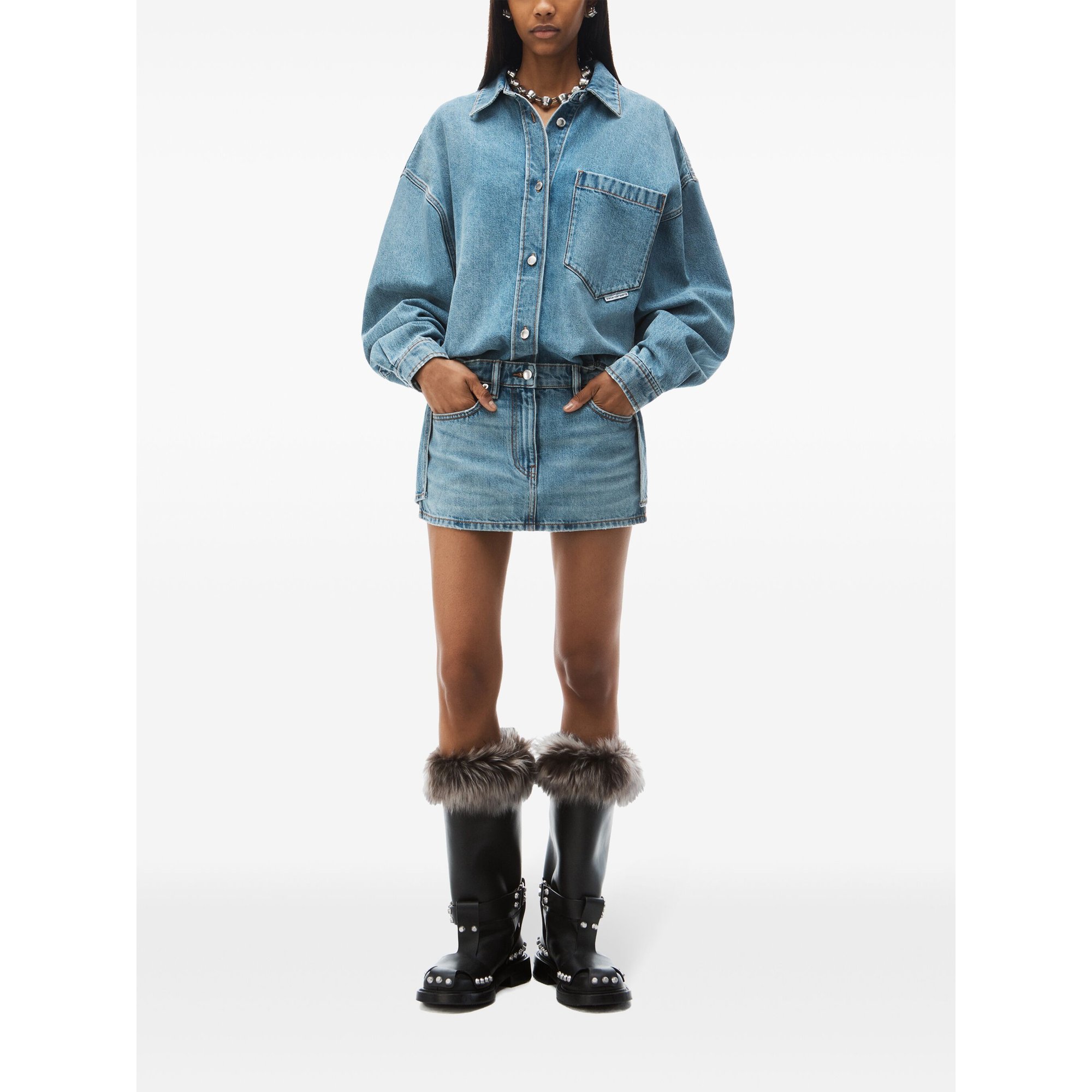 Robe Chemise Mini à Manches Longues Prestyle 4dc4246429 Alexander Wang vista1