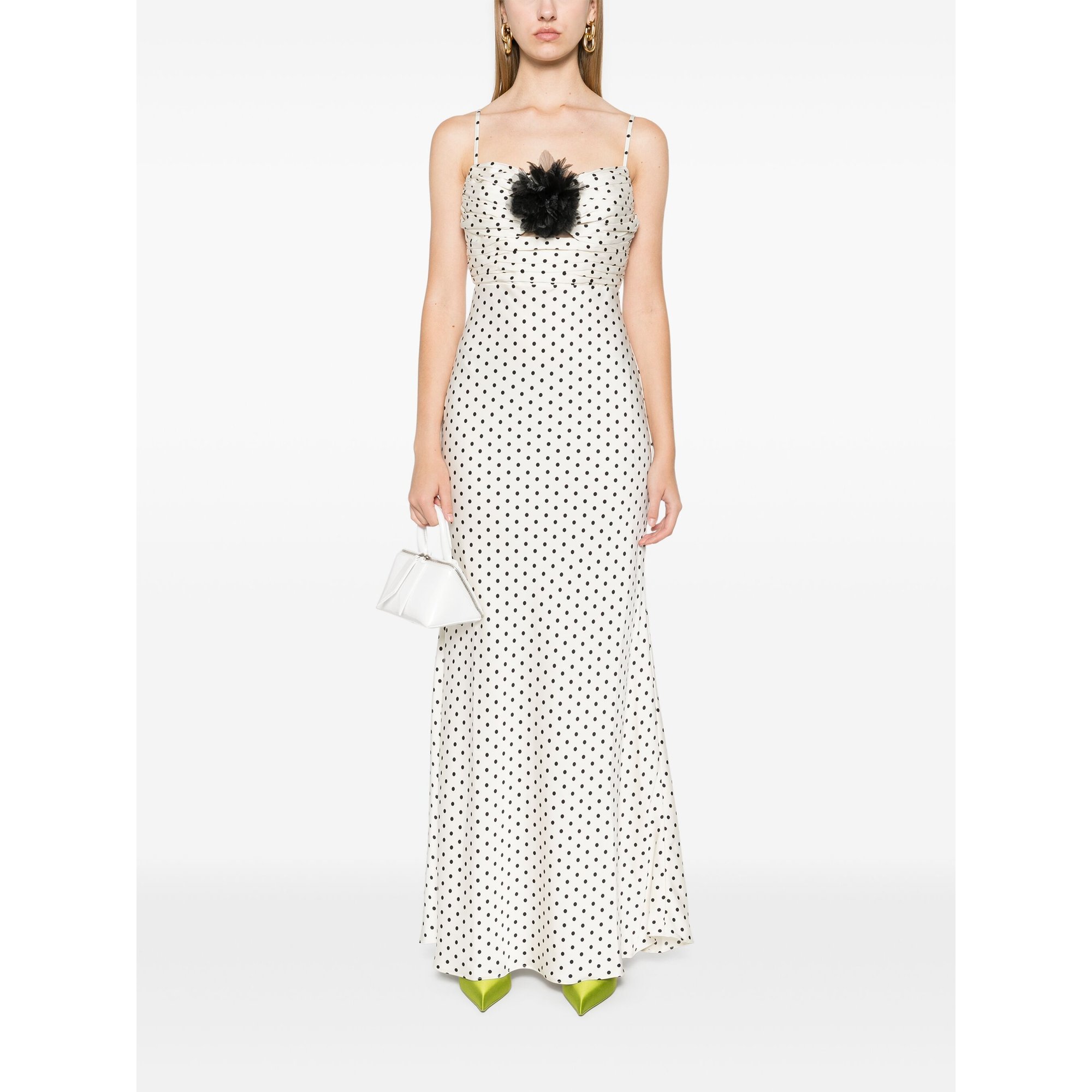 Robe Maxi Satin à Pois Crème Aw24088xc SELF-PORTRAIT vista1