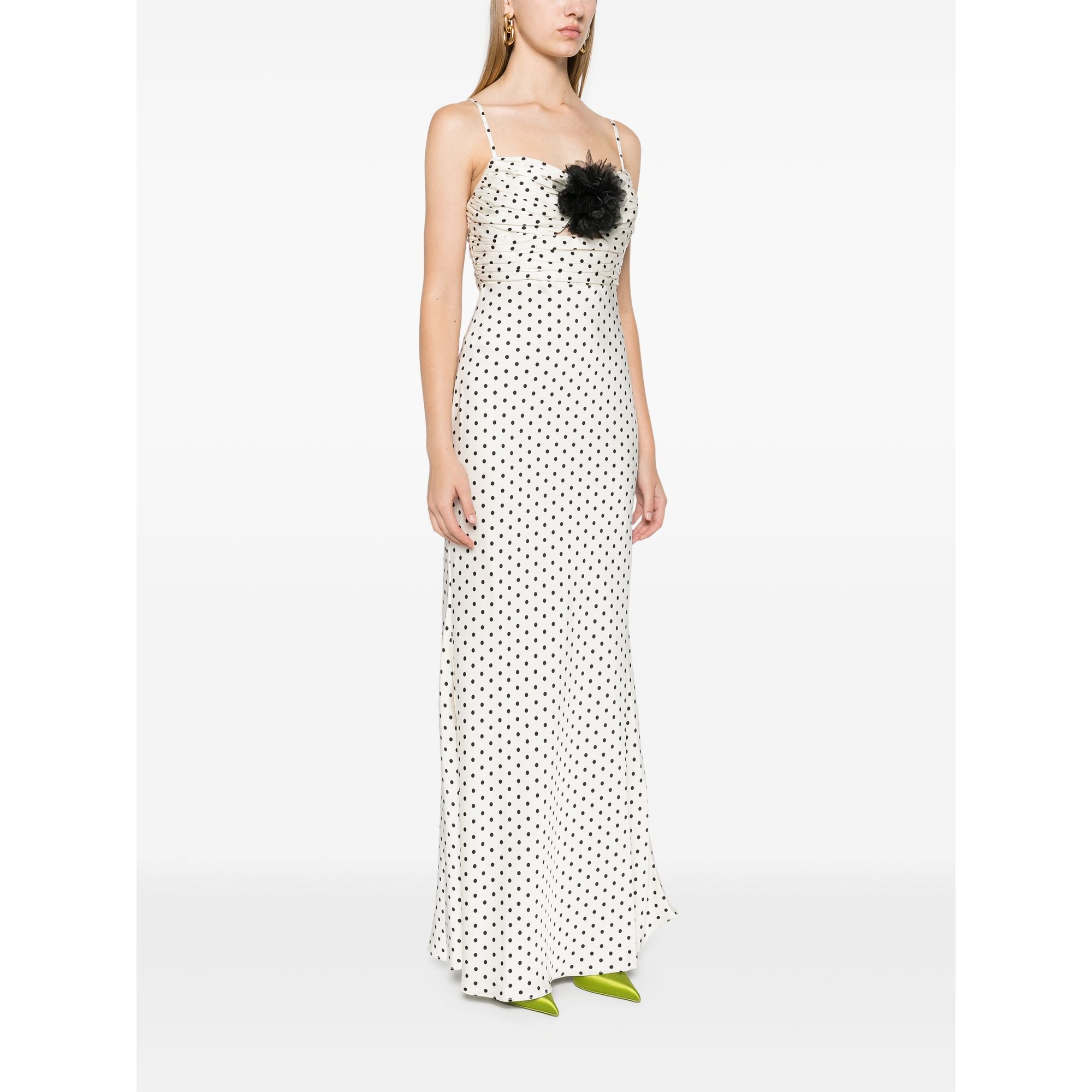 Robe Maxi Satin à Pois Crème Aw24088xc SELF-PORTRAIT vista2