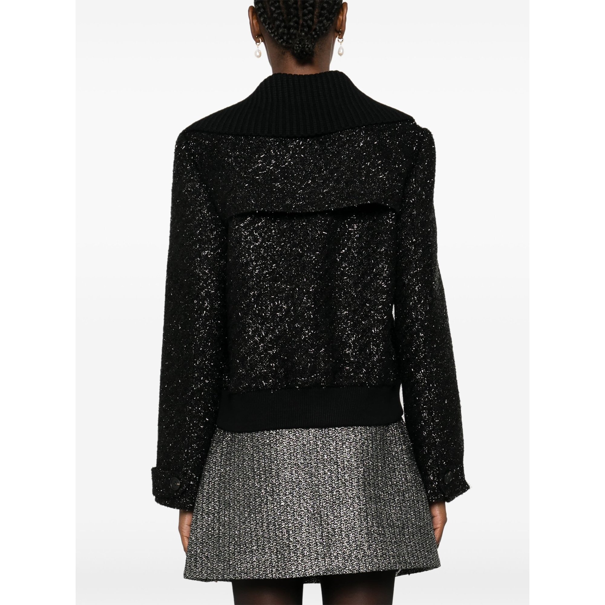 Black Tinsel Boucle Bomber Jacket Aw24051jb SELF-PORTRAIT vista3