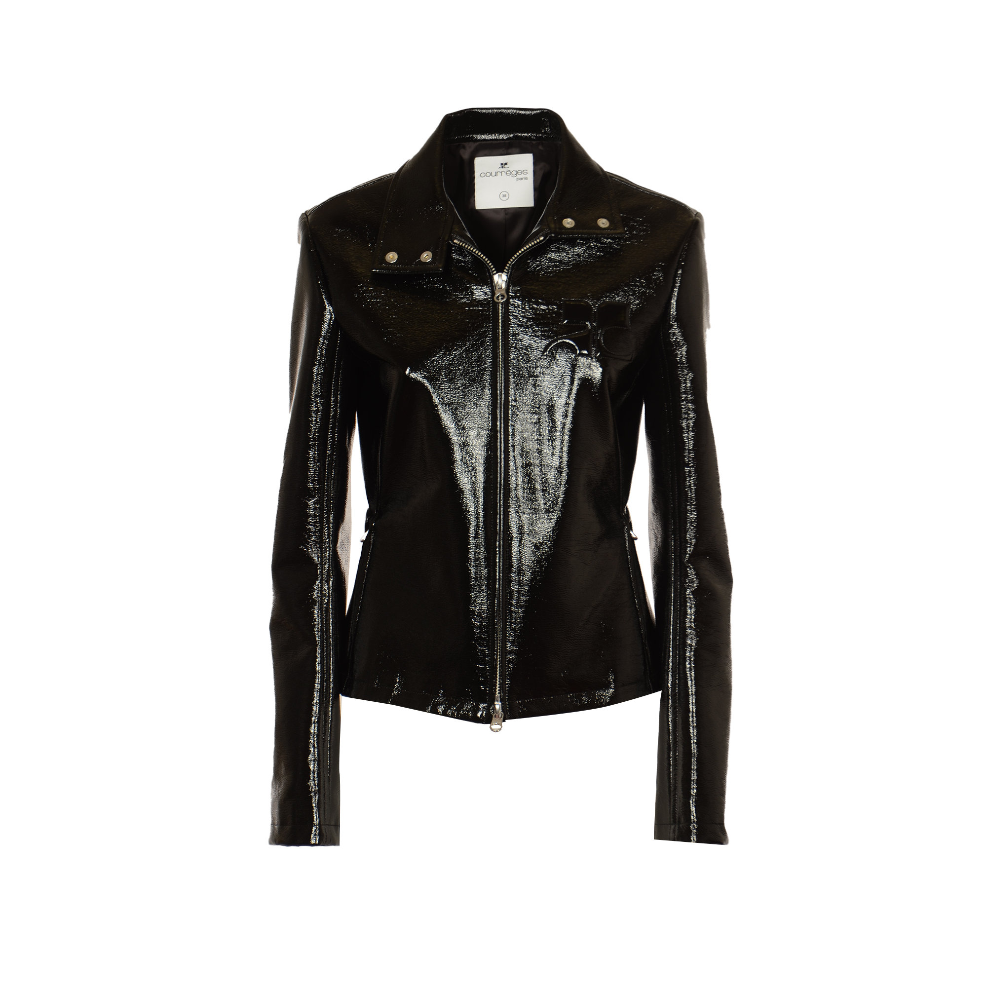 Iconic Zipped Vinyl Biker Jacket COURREGES vista0
