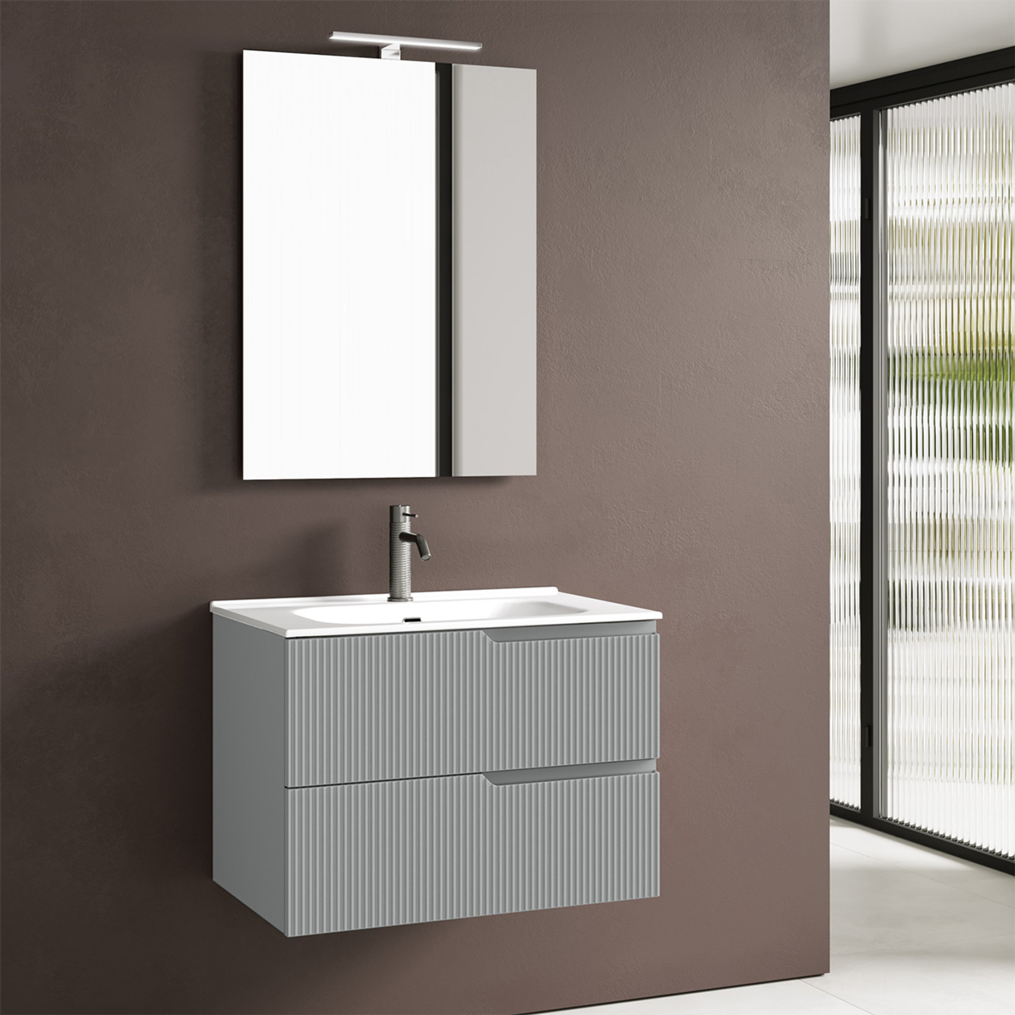Composizione 4 pezzi ZIP grigio opaco, cm. L.81 P.46,5 H.190 TFT Home vista0