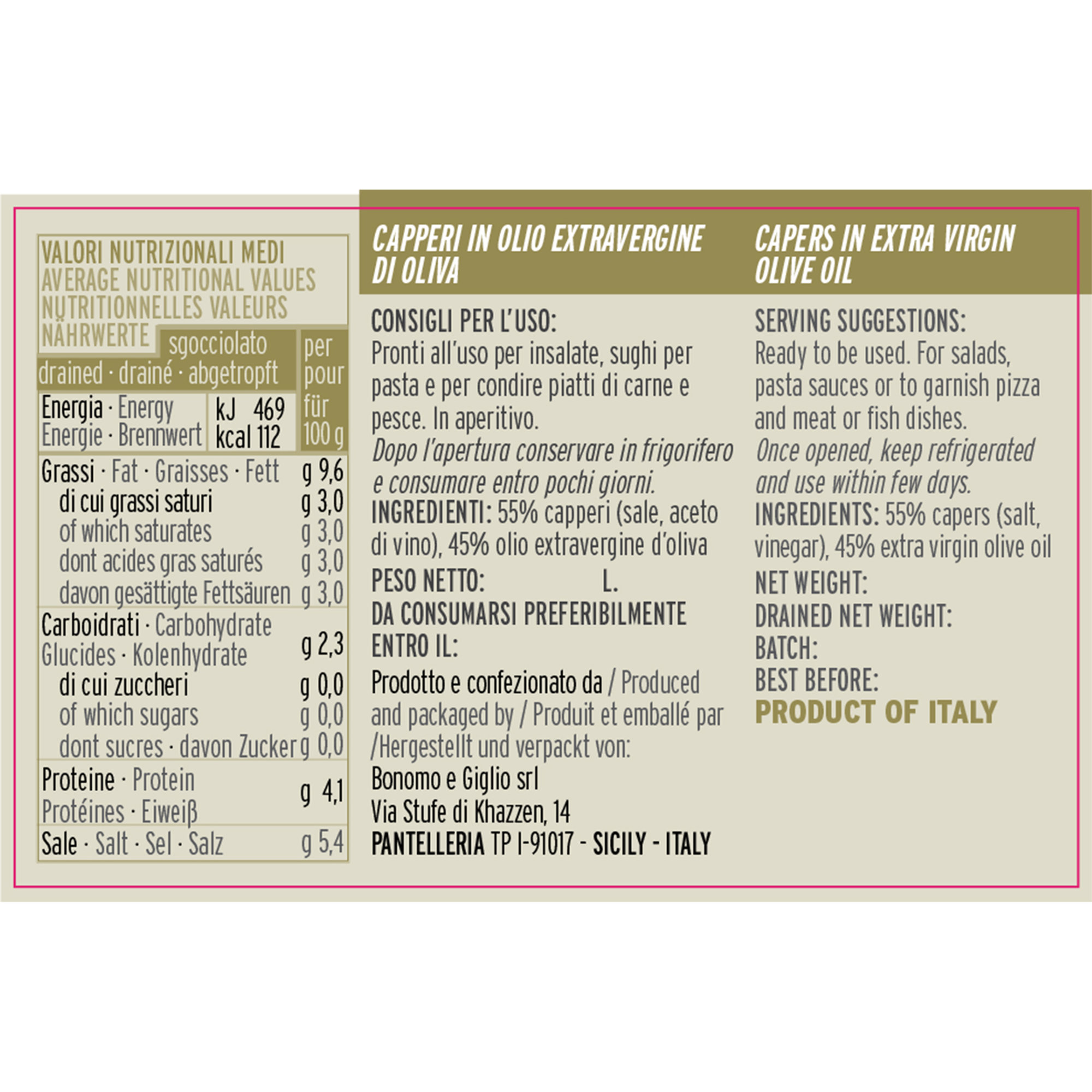 6 vasetti da 100 gr - Capperi "Piccoli" in Olio EVO La Nicchia vista1