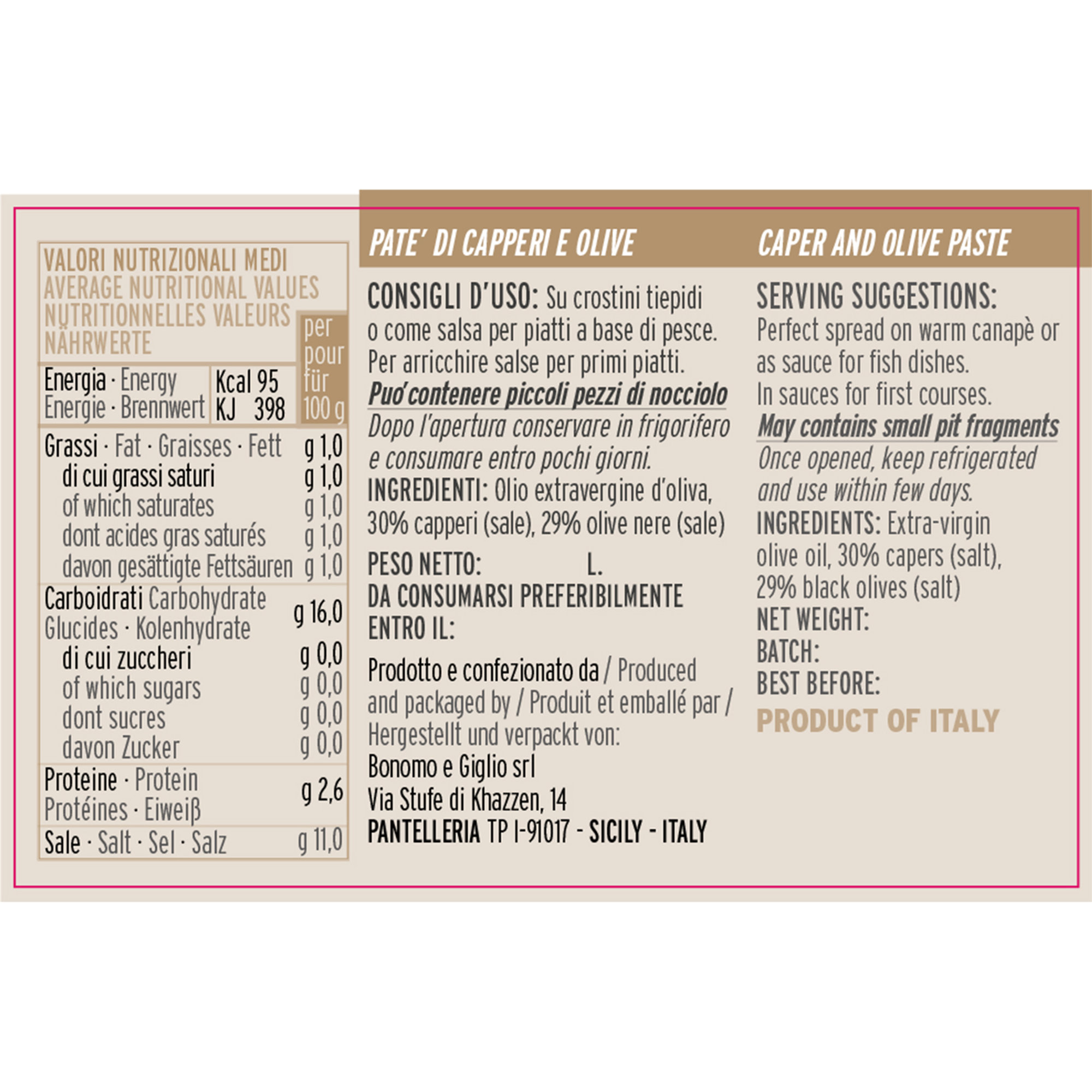 6 vasetti da 100 gr - Patè di Capperi e Olive La Nicchia vista1