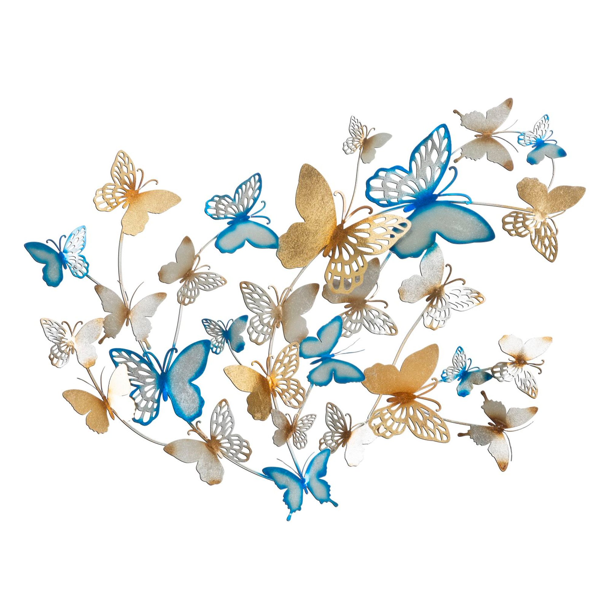 Pannello da Muro Butterflies Oro/celeste cm 132x3,5x95,5 Charme 1921 vista0