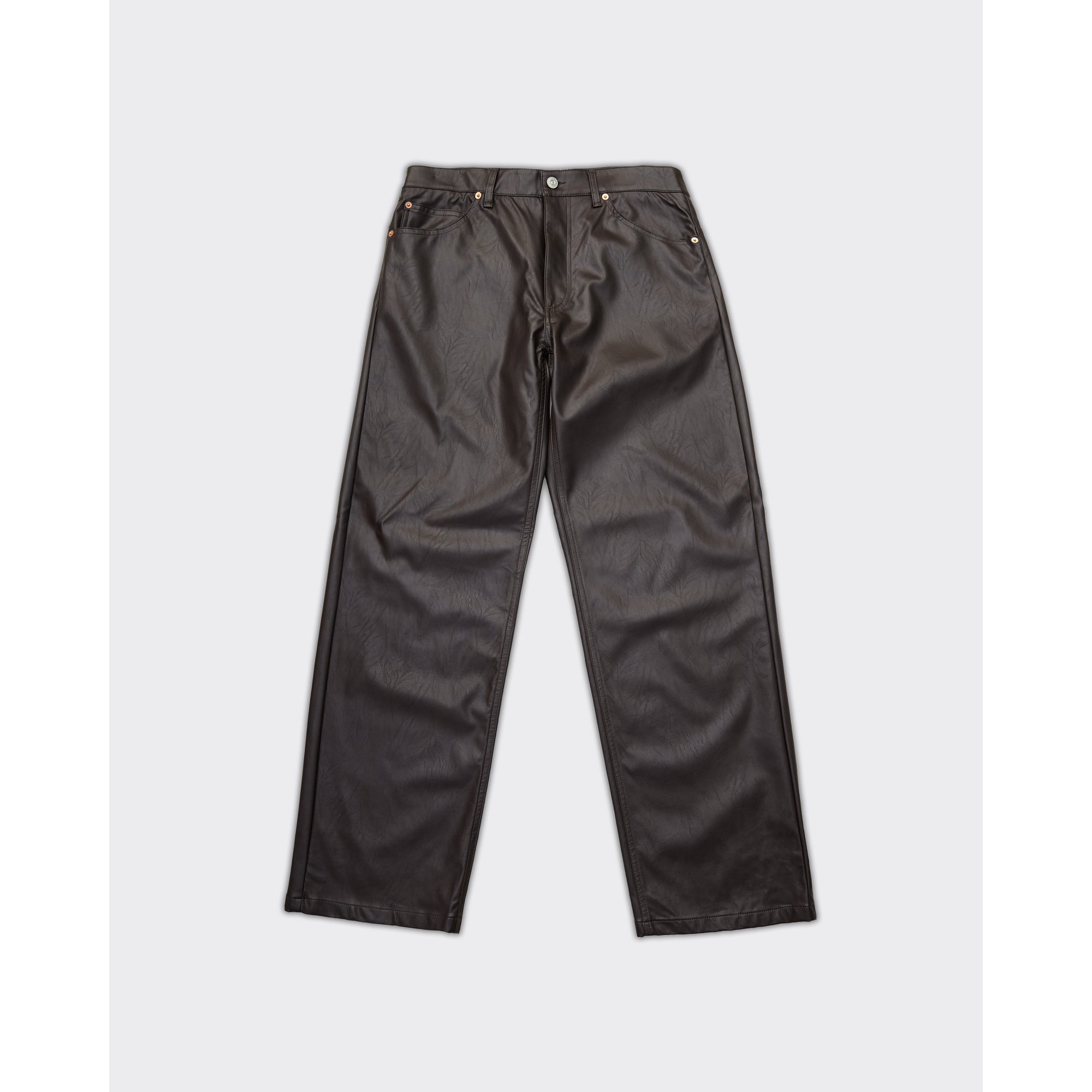 Pantalón ancho de cuero marrón Rold Skov vista0