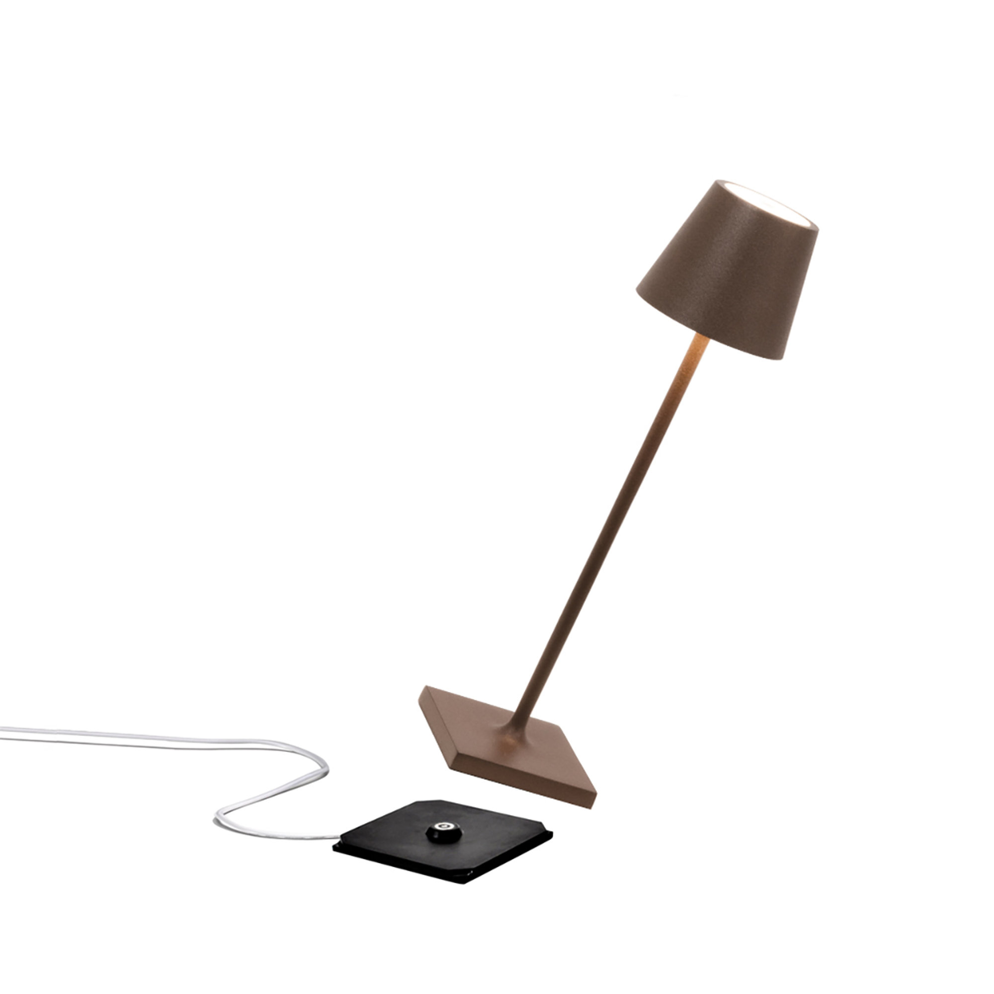 Poldina Mikro Tischlampe Corten Zafferano luce vista1