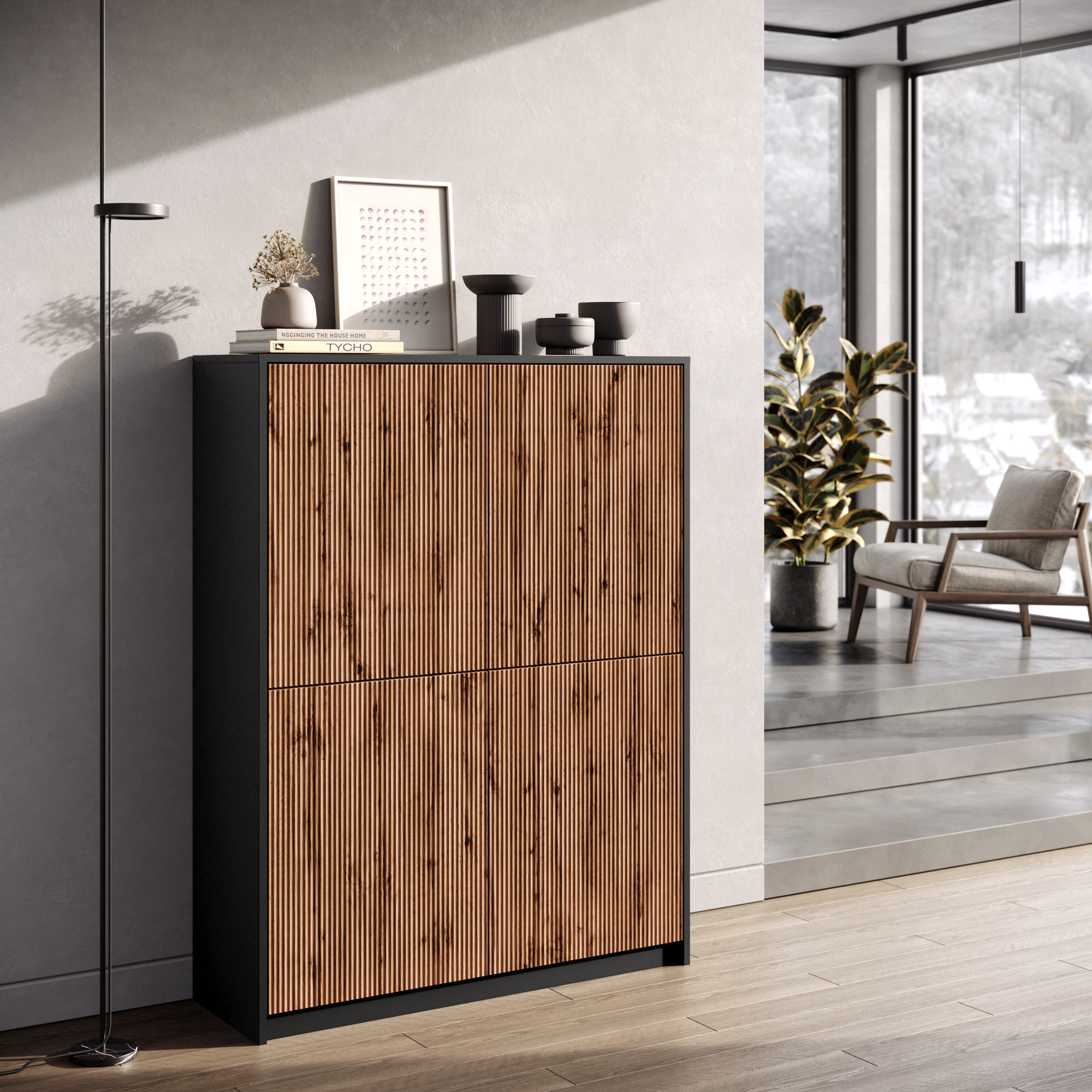 Credenza alta LULLABY nero/quercia TFT Home vista2