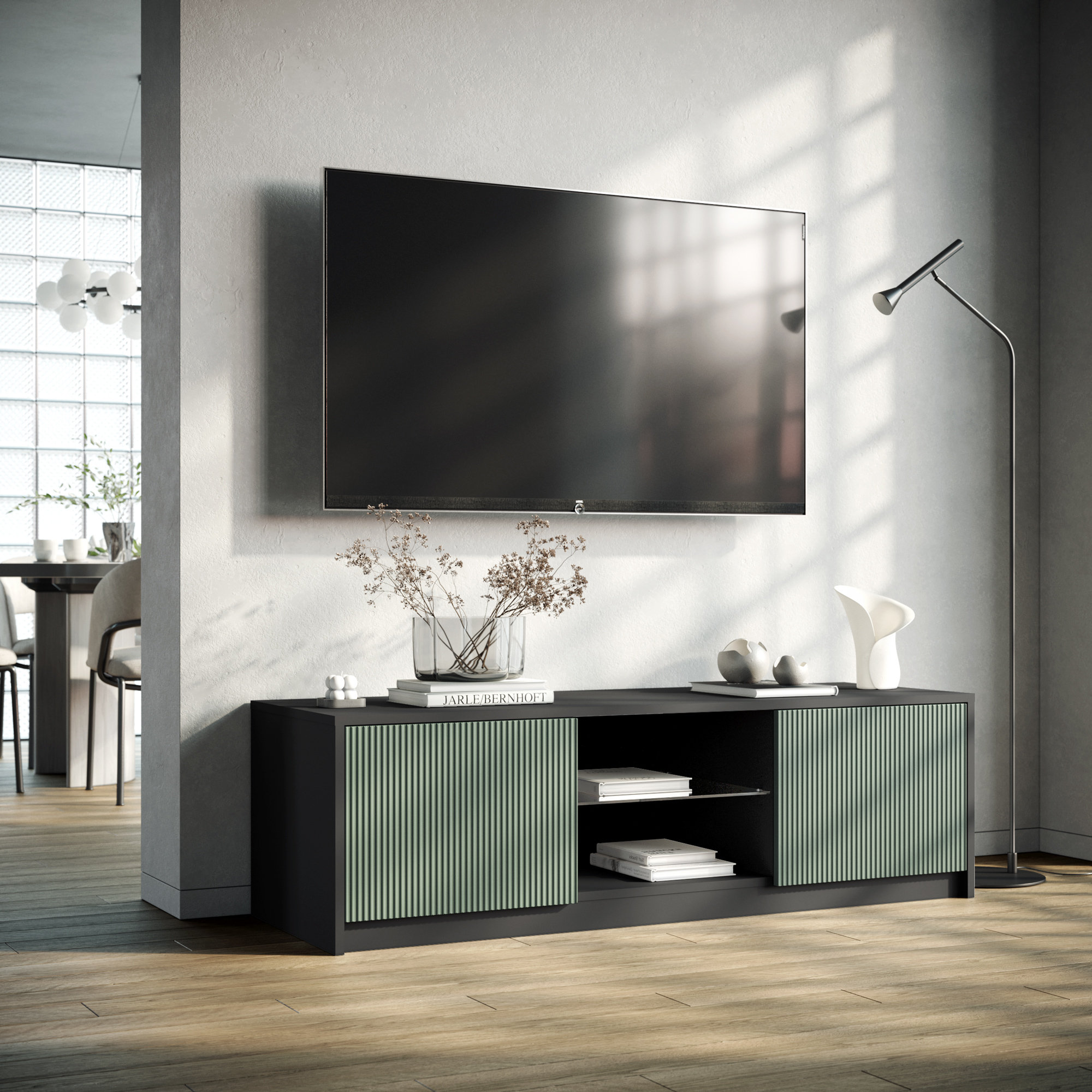 Porta TV LULLABY nero/verde salvia TFT Home vista2
