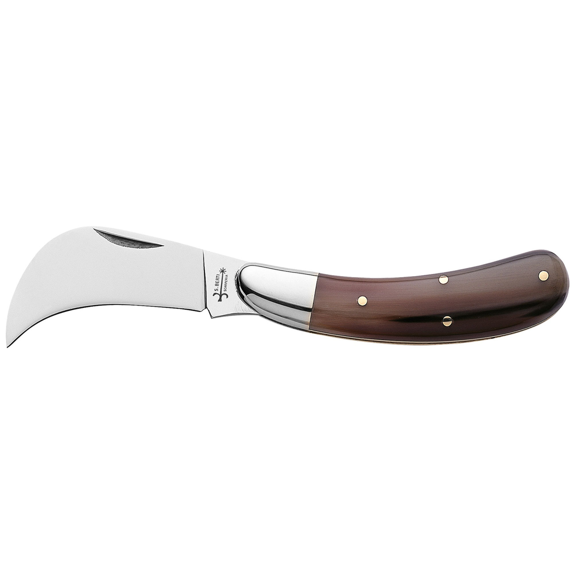 Coltello Regionale Roncola, manico in corno di bue punta Coltellerie Berti vista0