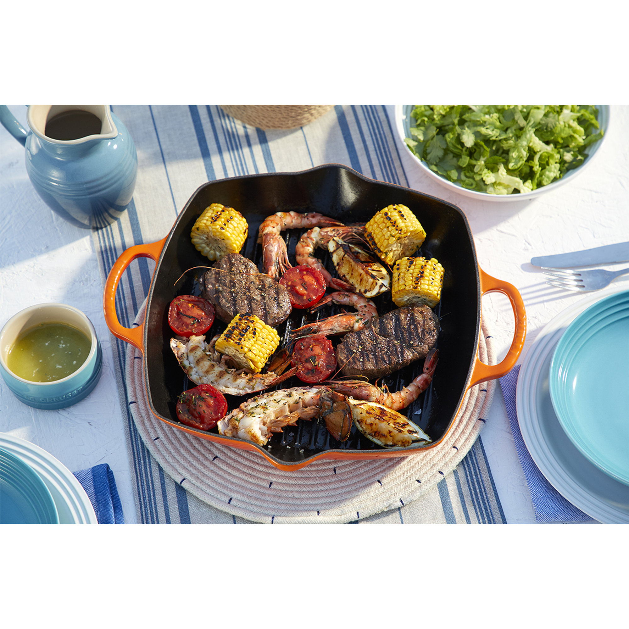 Parrilla Cuadrada profunda Evo 30 cm Naranja Le Creuset vista4