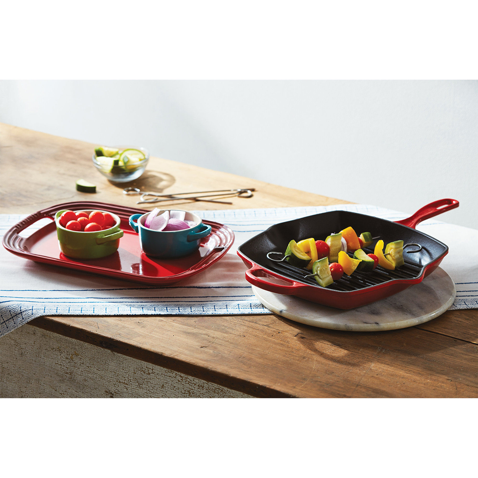 Quadratische Grillpfanne Evo 26 cm Kirsche Le Creuset vista4