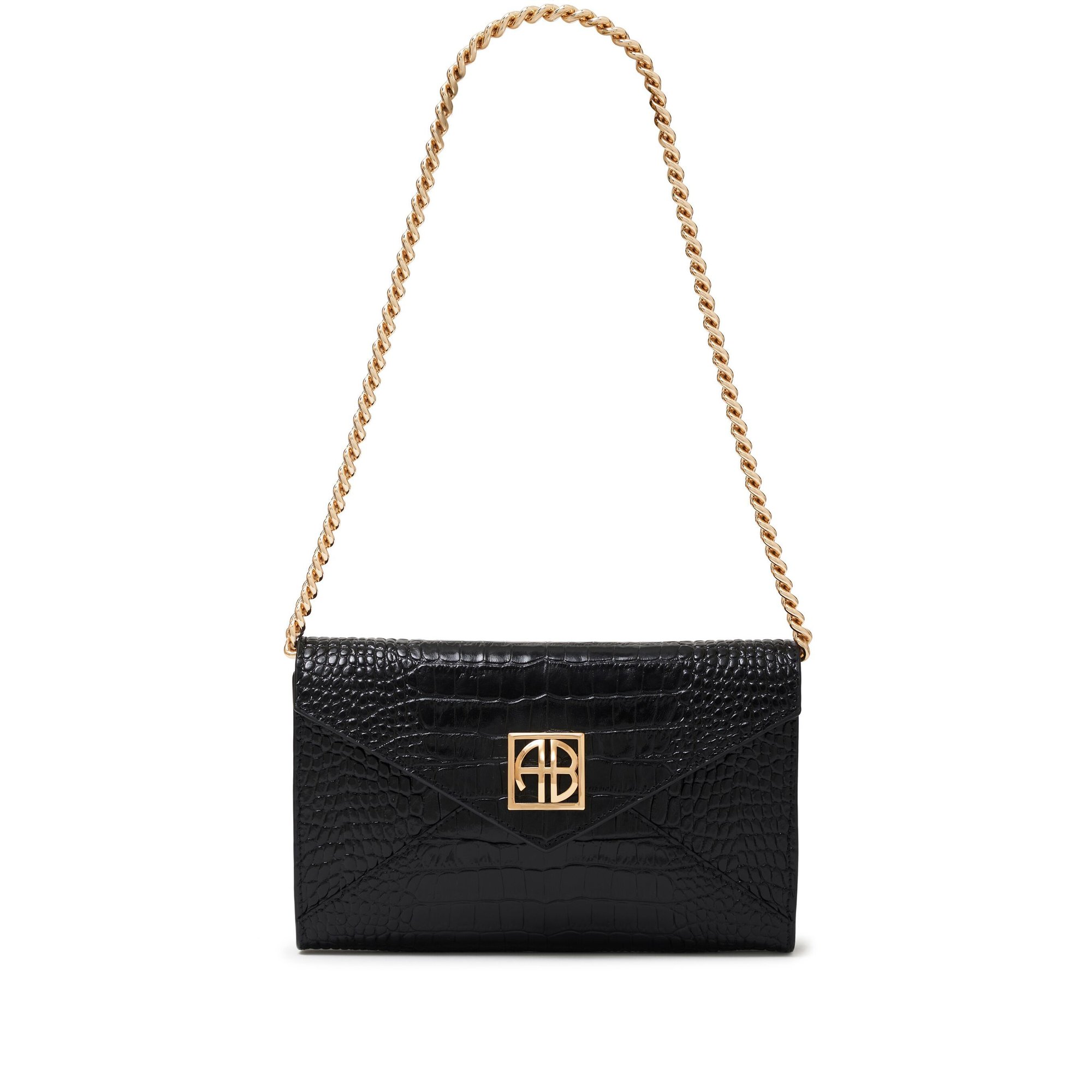 Small Elly Clutch - Black Embossed A1310469blk1 Anine Bing vista0