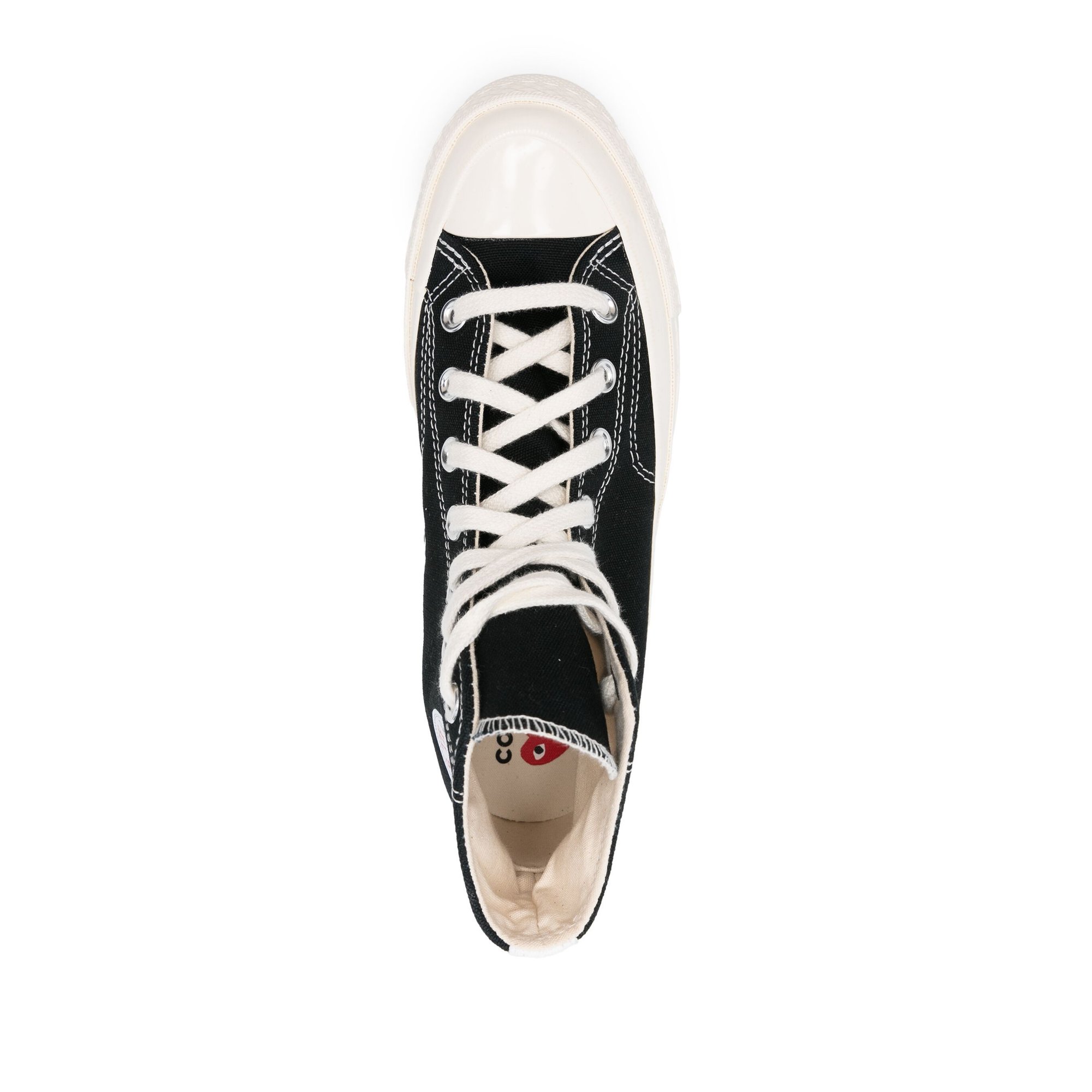 C70 hi Top Small Red Heart P1k129black Comme des Garçons Play vista3