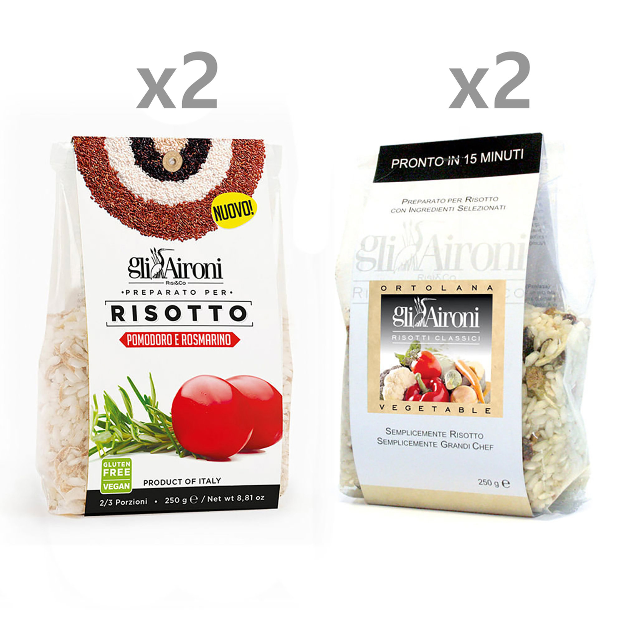 2 cf. risotto ortolana - 2 cf. risotto pomodoro e rosmarino Gli Aironi vista0