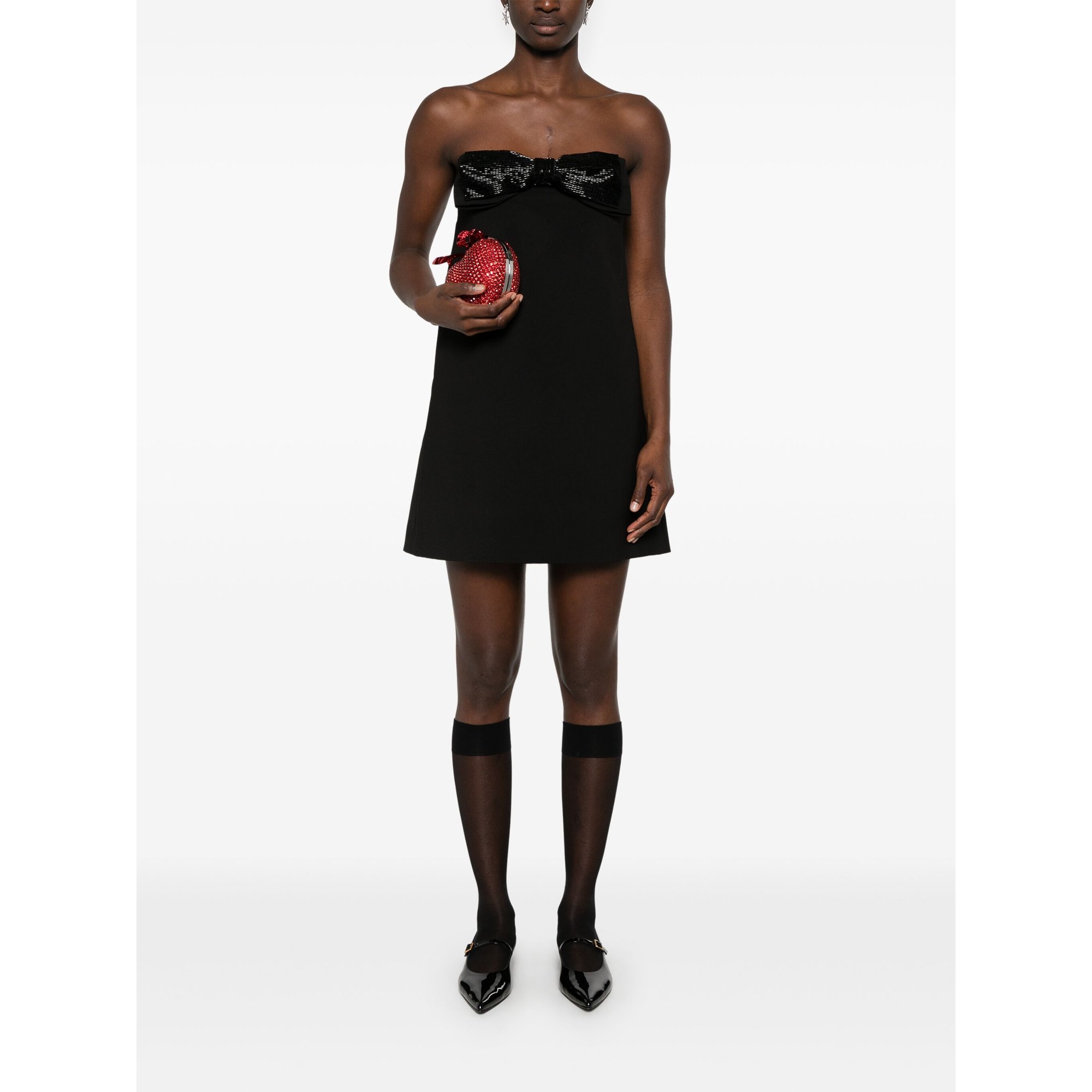 Black Crepe Bandeau Mini Dress Rs25121sb SELF-PORTRAIT vista1